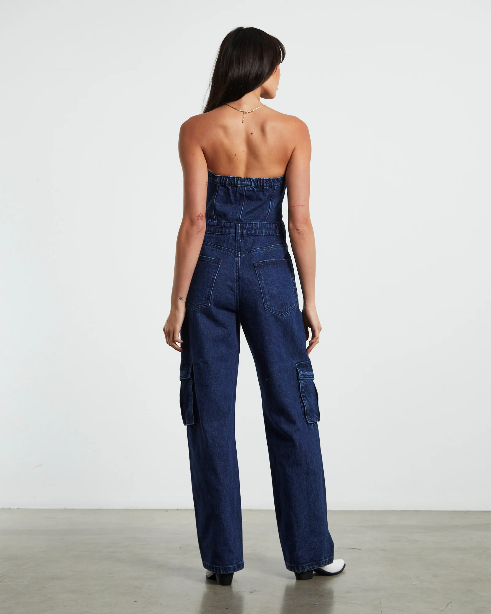 Sabrine Strapless Denim Boiler Suit Ink Blue - Image 2