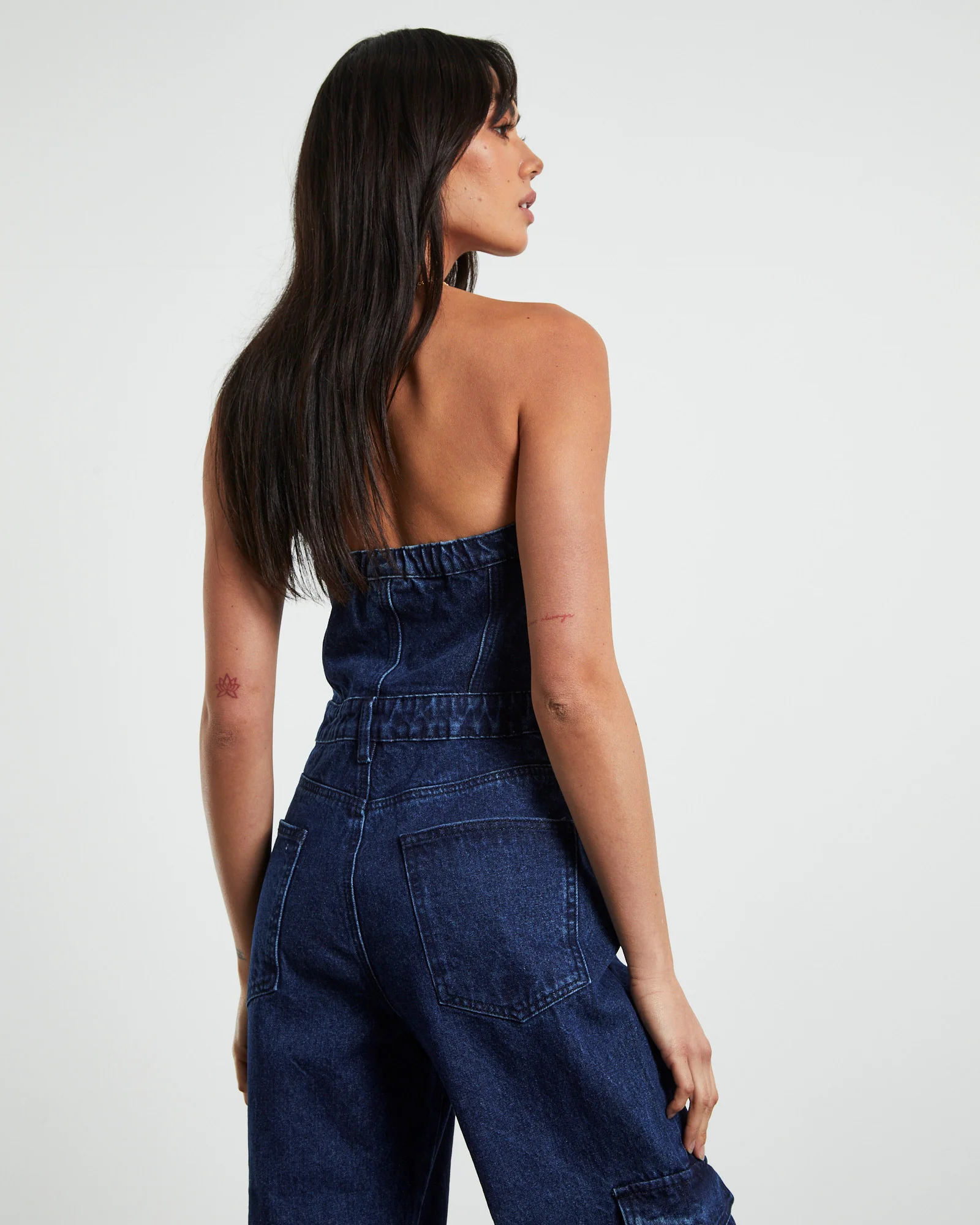 Sabrine Strapless Denim Boiler Suit Ink Blue - Image 6