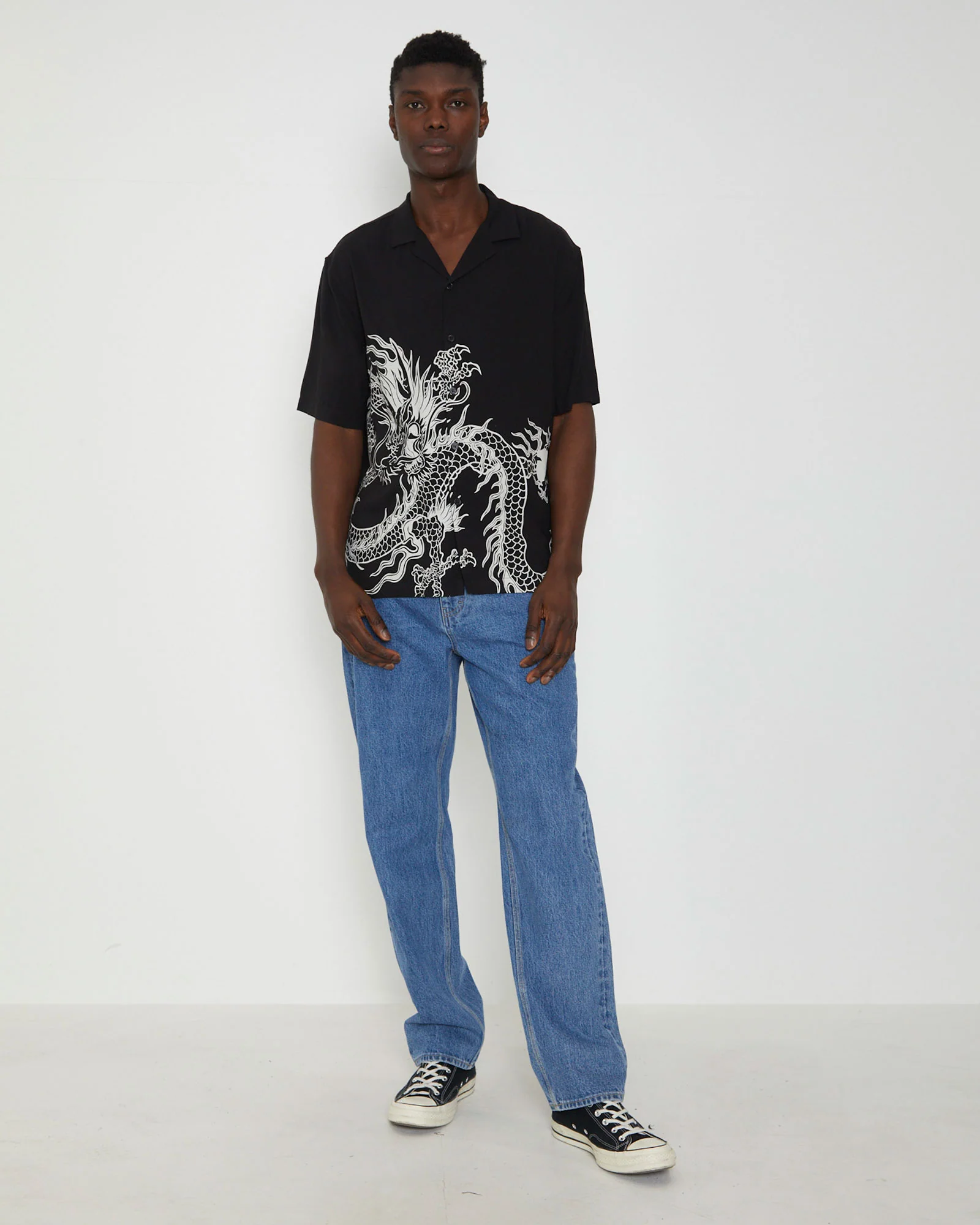 Saigon Short Sleeve Resort Shirt in Black - Image 3