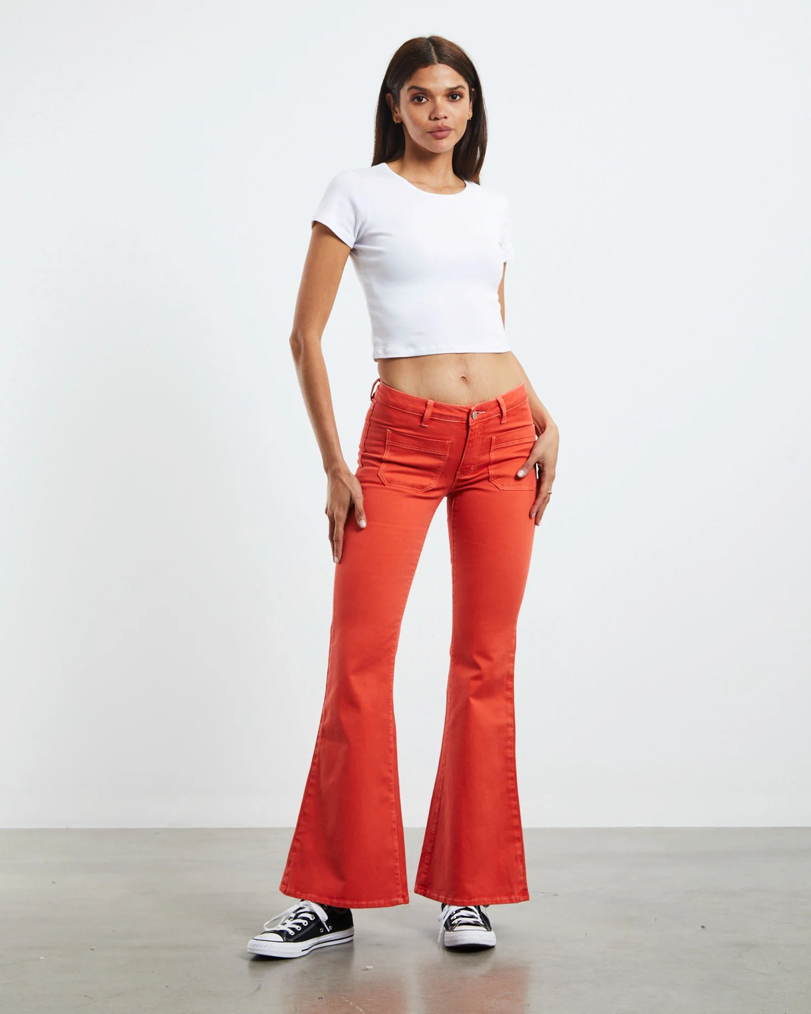 Sailor Low Flare Jeans Scarlet Coral - Image 4