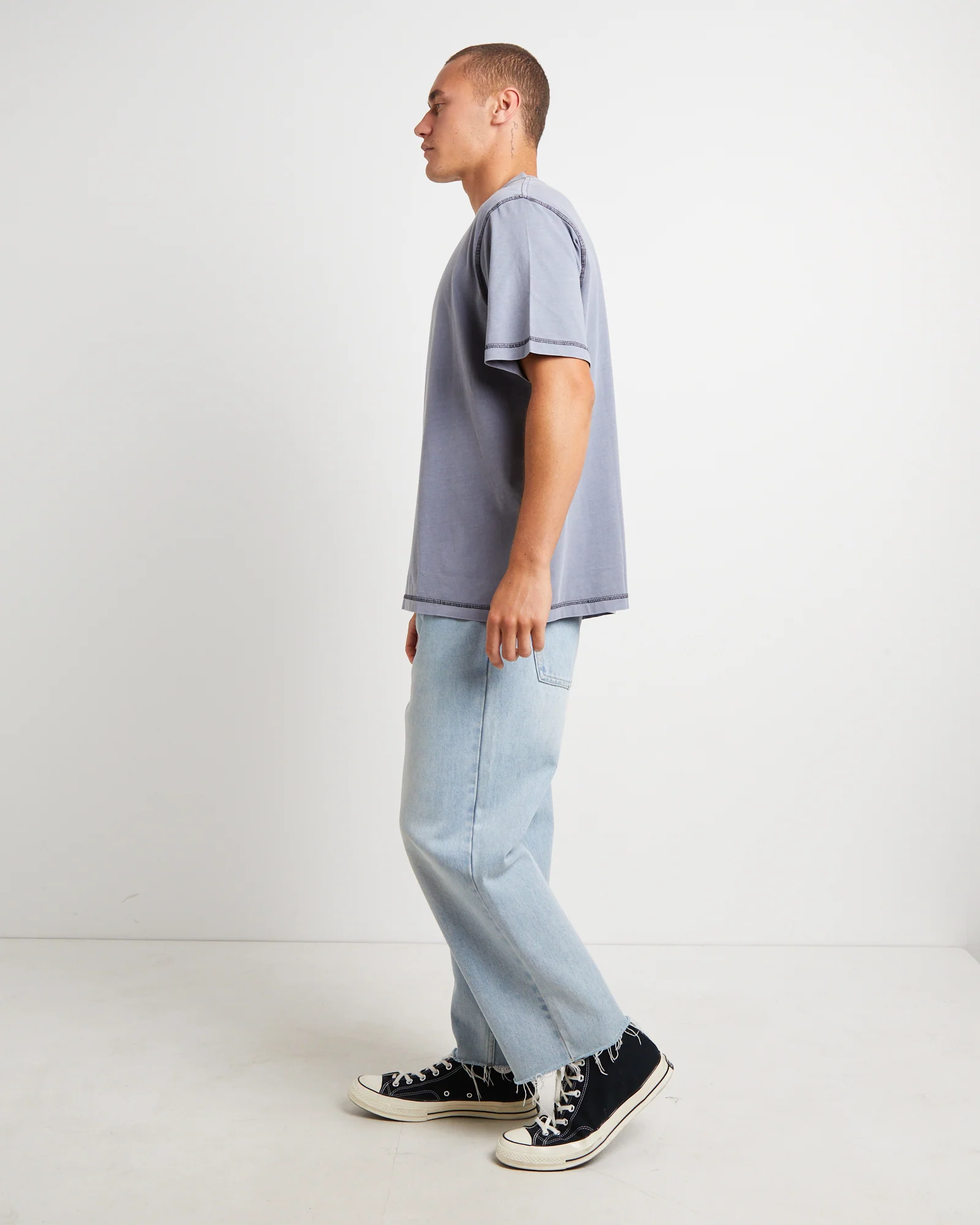 Samo Neuw Short Sleeve T-Shirt in Steel Blue - Image 4