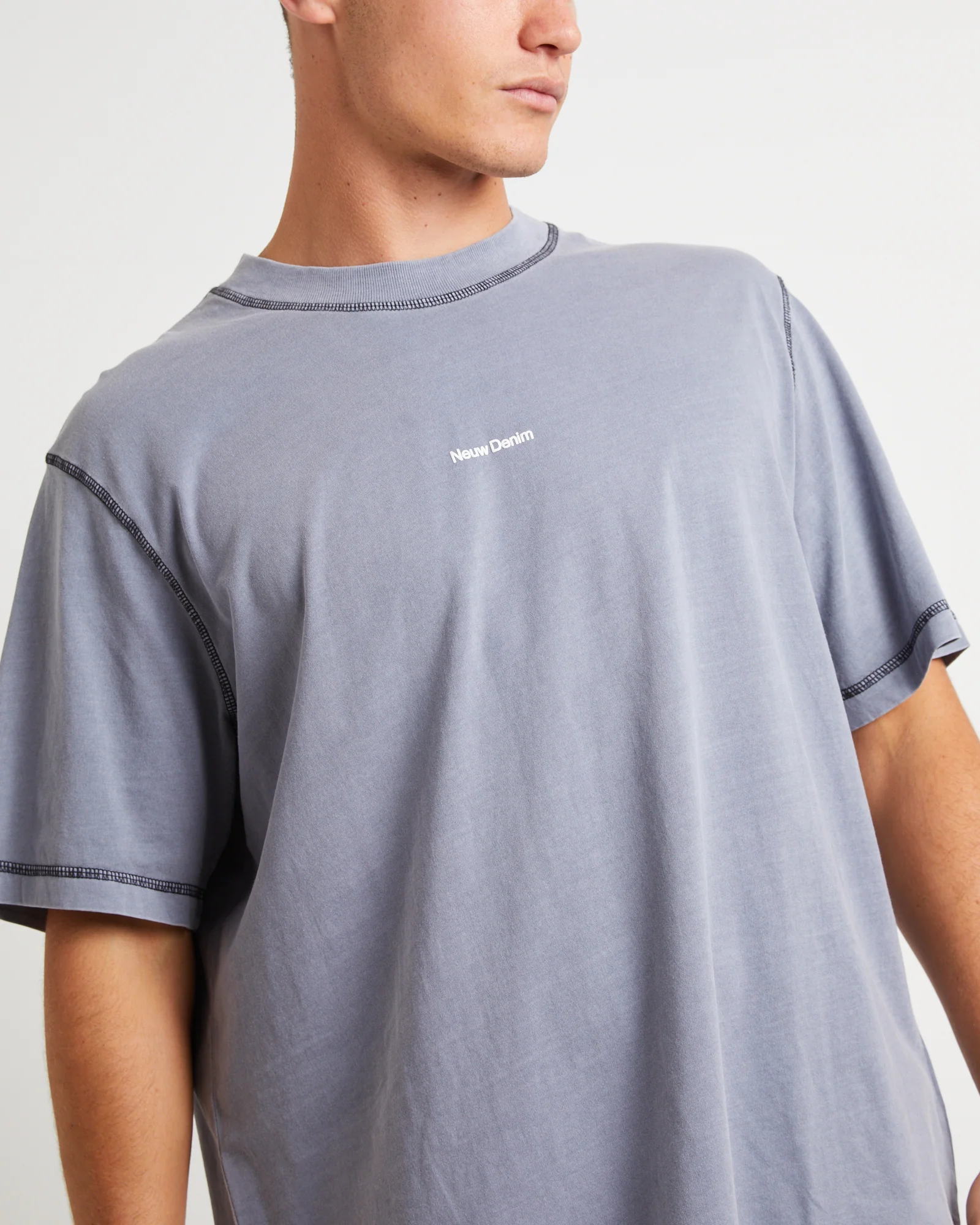Samo Neuw Short Sleeve T-Shirt in Steel Blue - Image 5