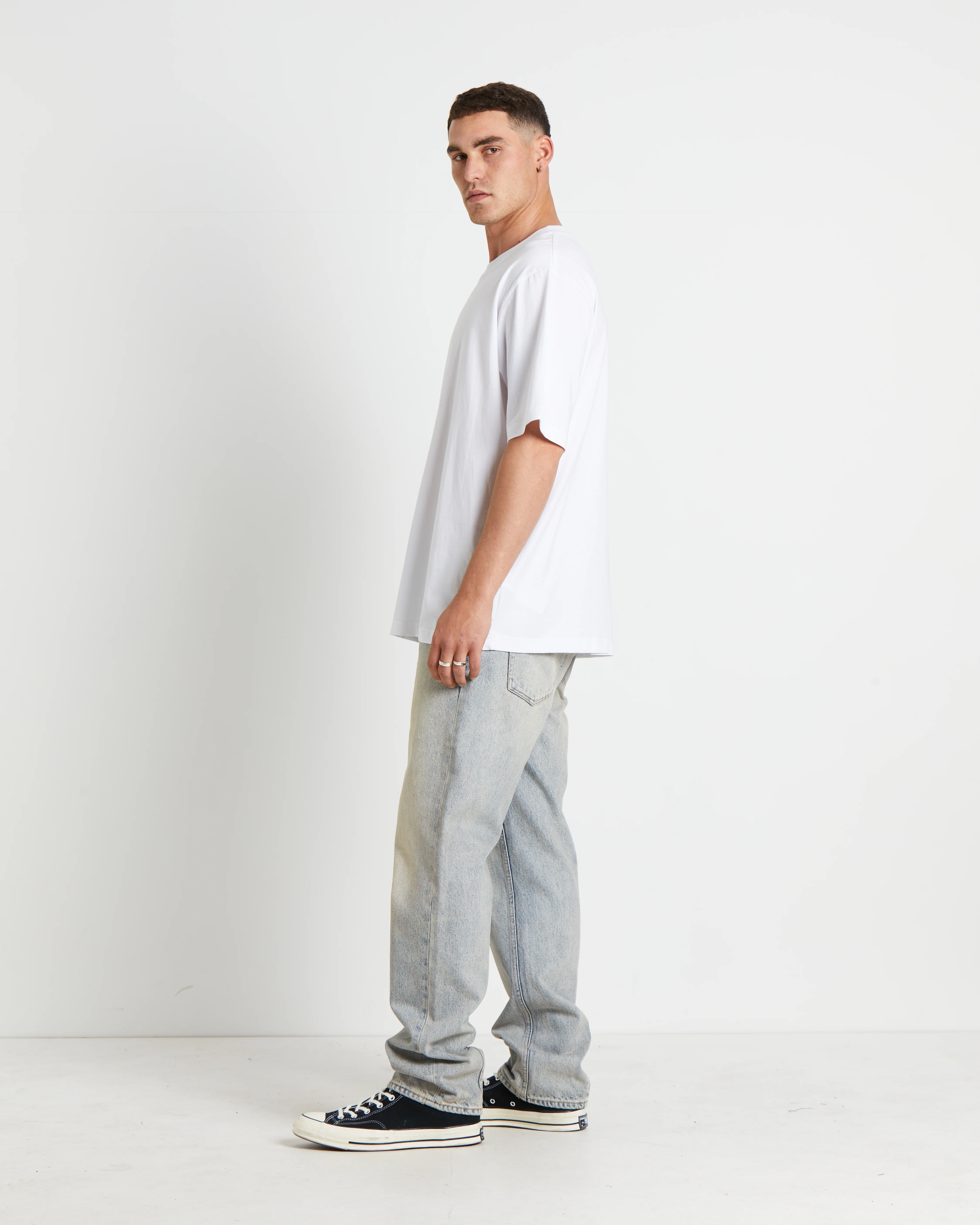Sano Neuw Denim Logo Short Sleeve T-Shirt in White - Image 4