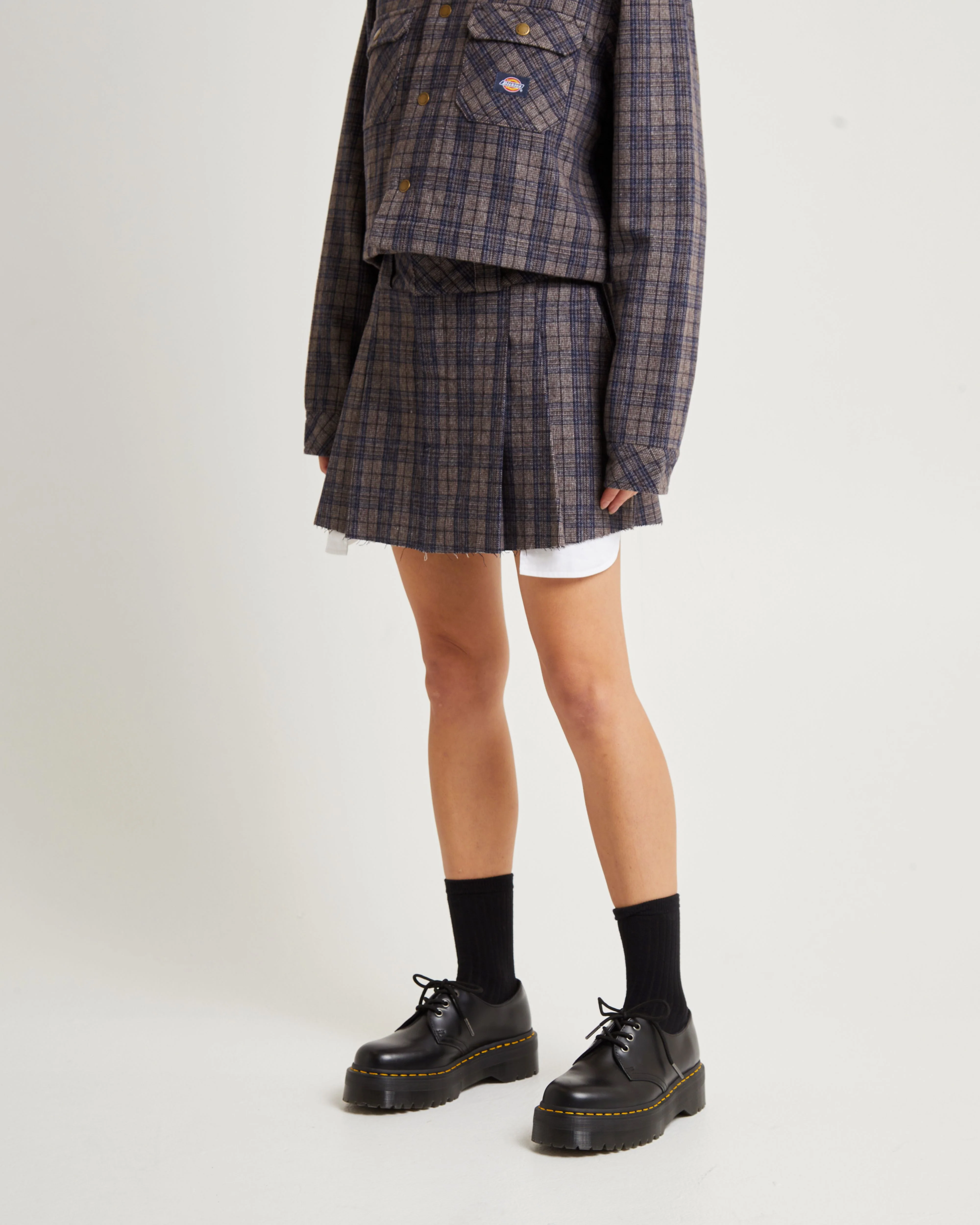 Savannah Mini Skirt Navy Plaid - Image 3