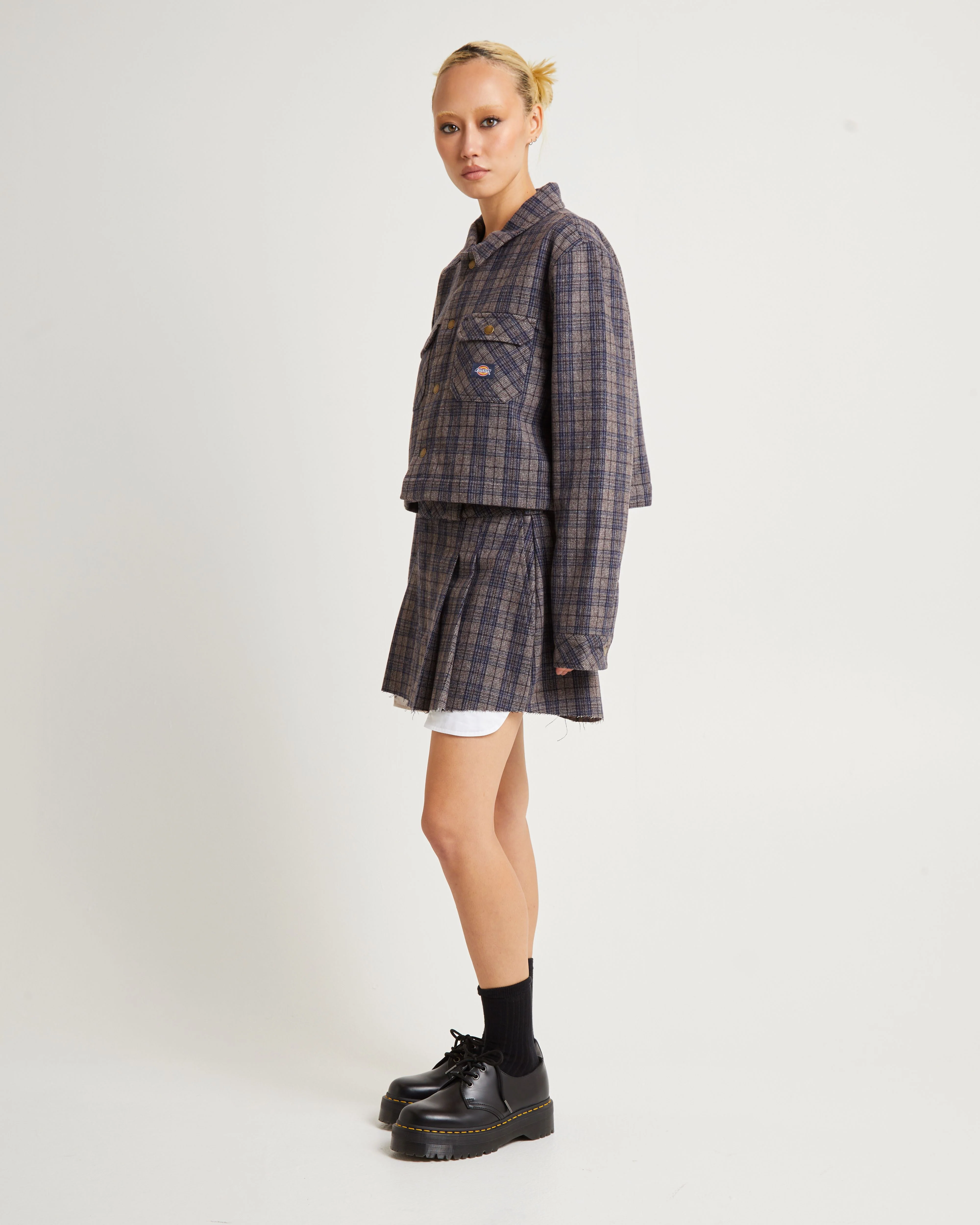 Savannah Mini Skirt Navy Plaid - Image 4
