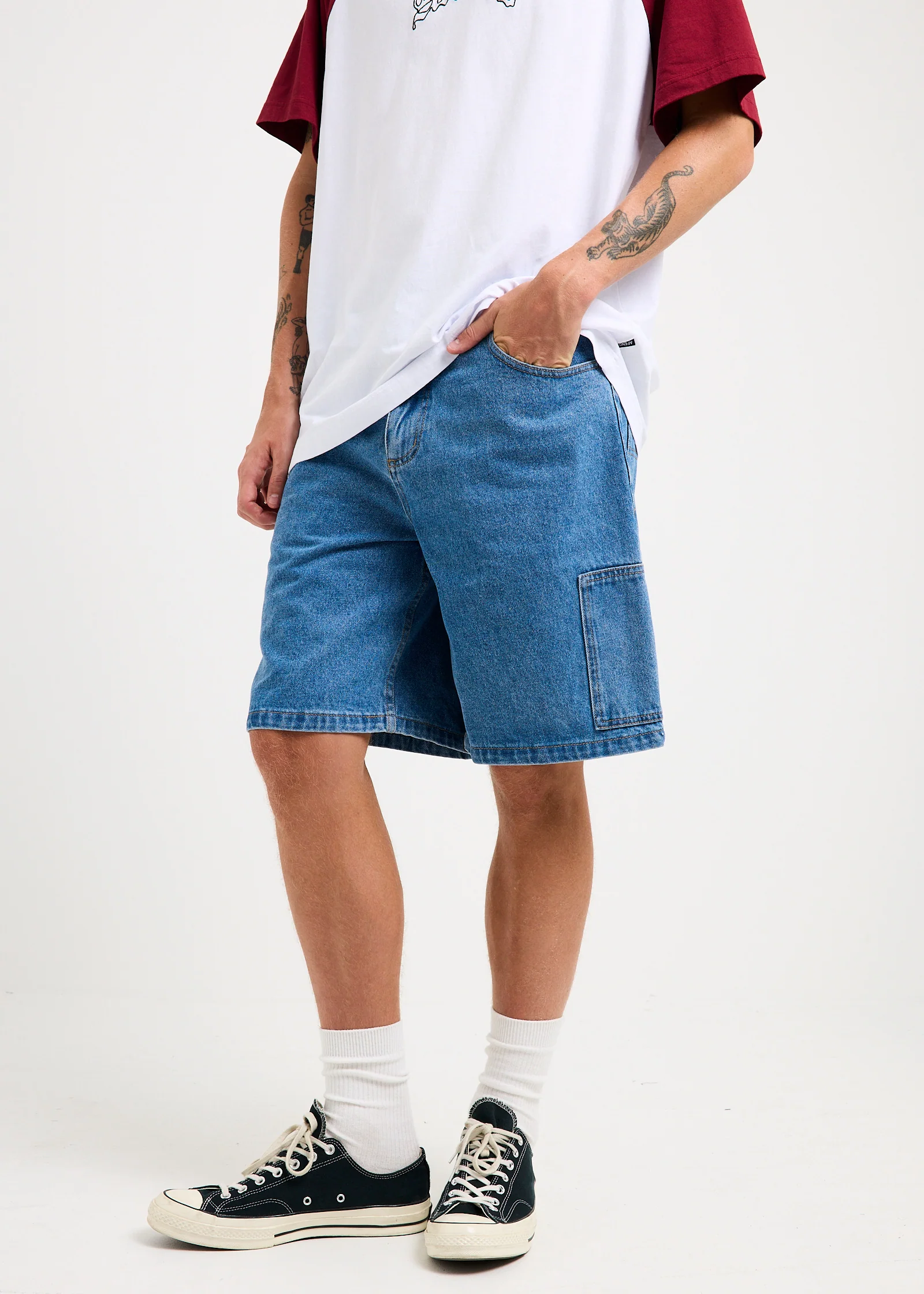 Scorched Harper Denim Baggy Fit Carpenter Shorts - Image 3