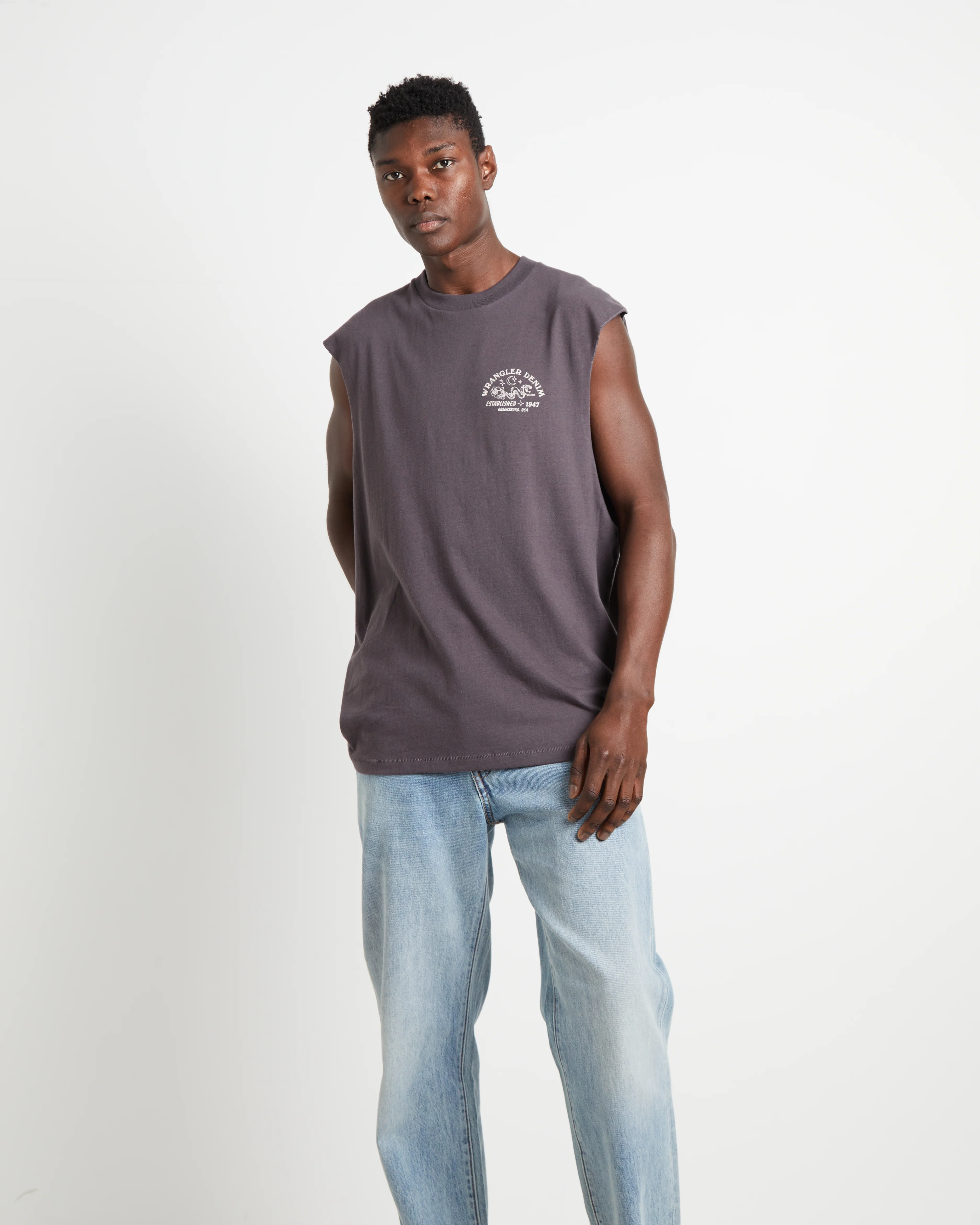 Serpent Stamp Muscle Tee in Slate Grey - Image 2