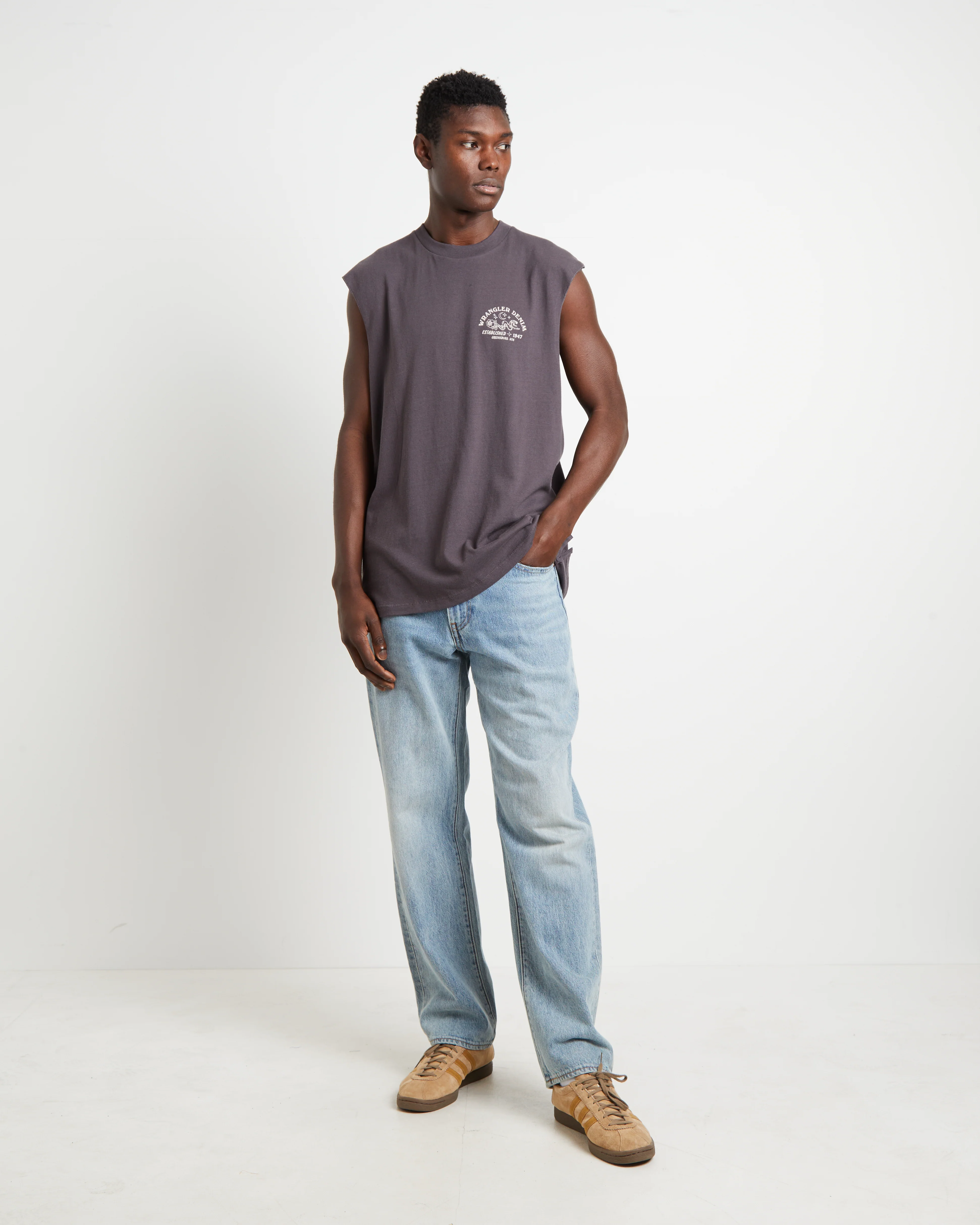 Serpent Stamp Muscle Tee in Slate Grey - Image 3