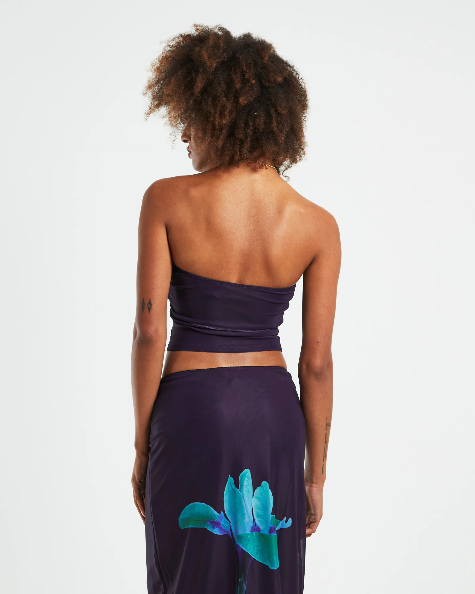 Shae Strapless Top Placement Flower Navy - Image 2