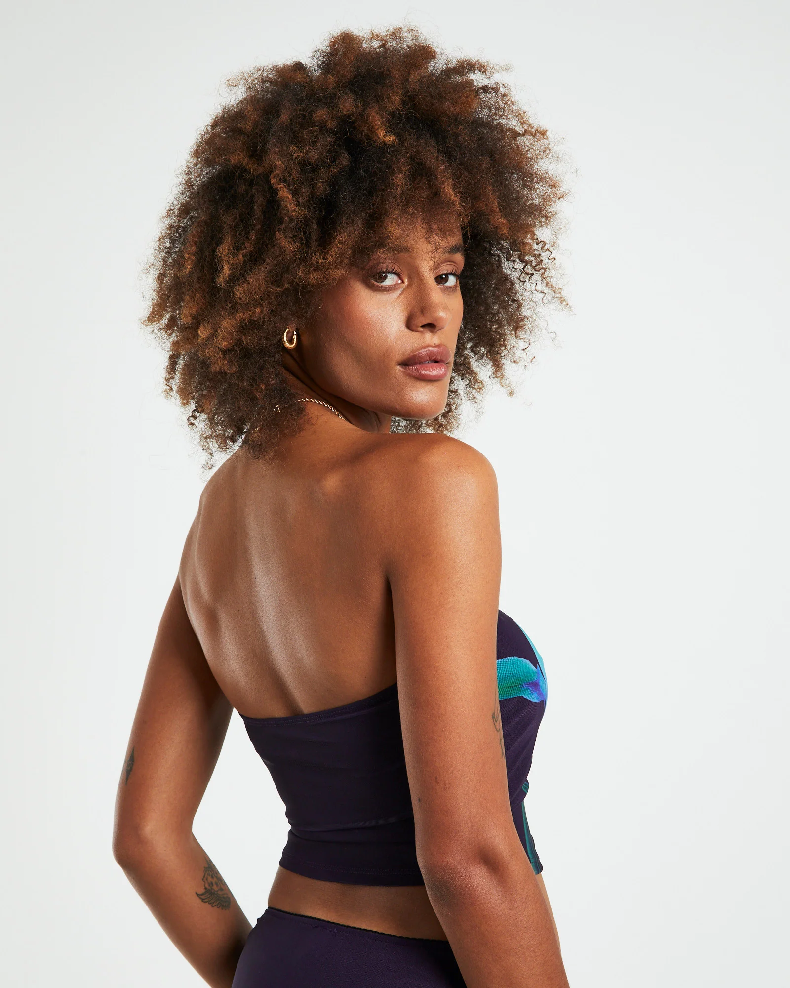 Shae Strapless Top Placement Flower Navy - Image 6