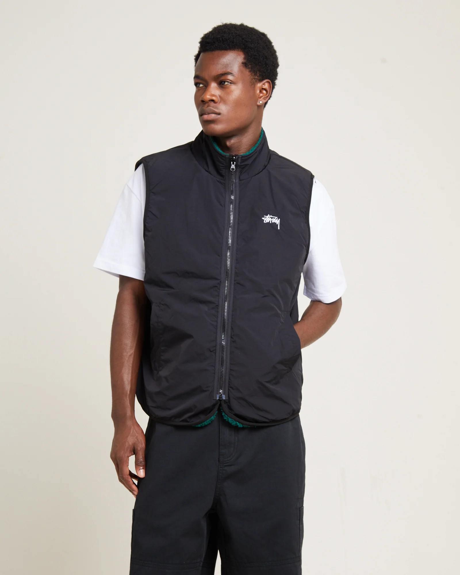 Sherpa Reversible Vest Teal - Image 2