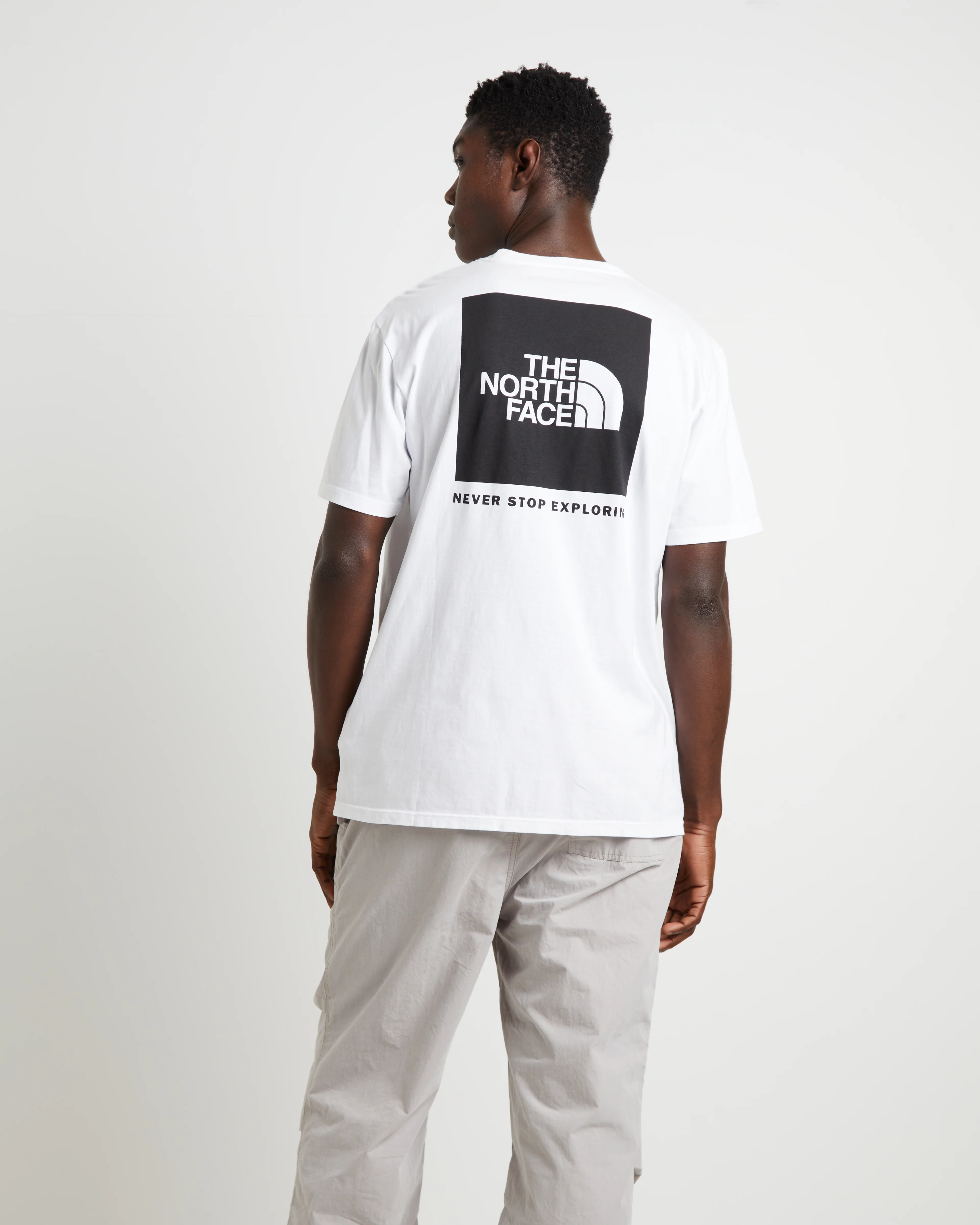 Short Sleeve Never Stop Exploring Box T-Shirt in White - Image 2
