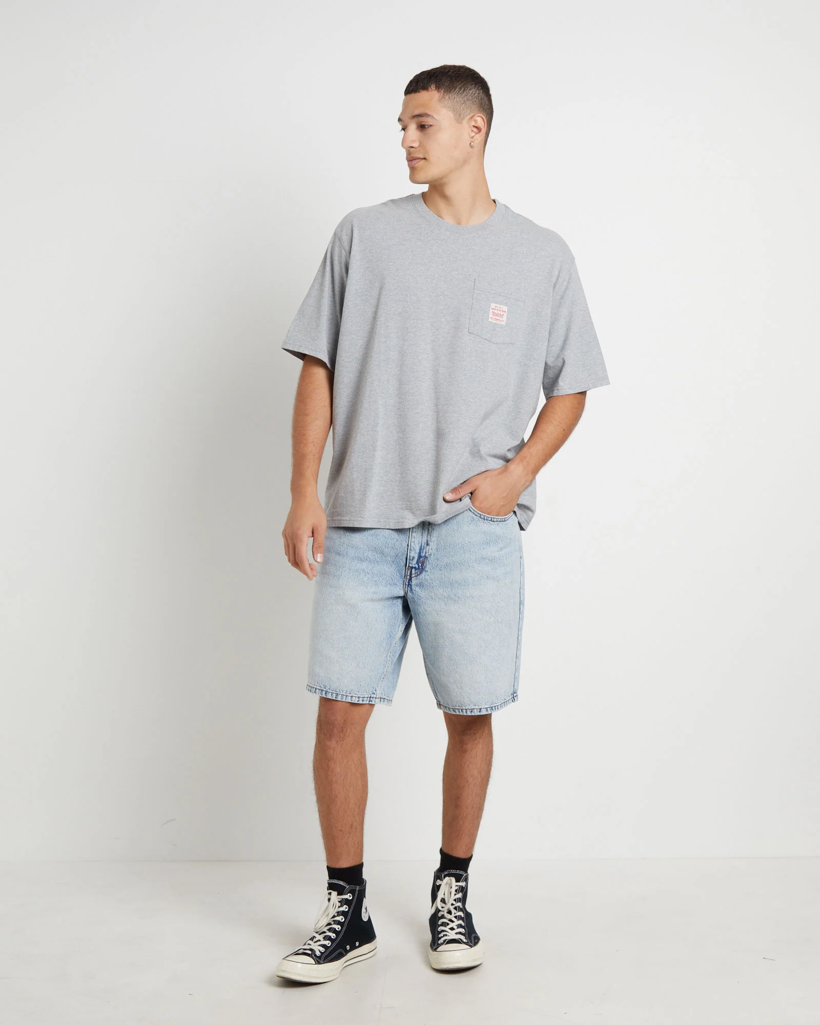 Short Sleeve Workwear T-Shirt in Mid Tone Heather Grey - Image 3