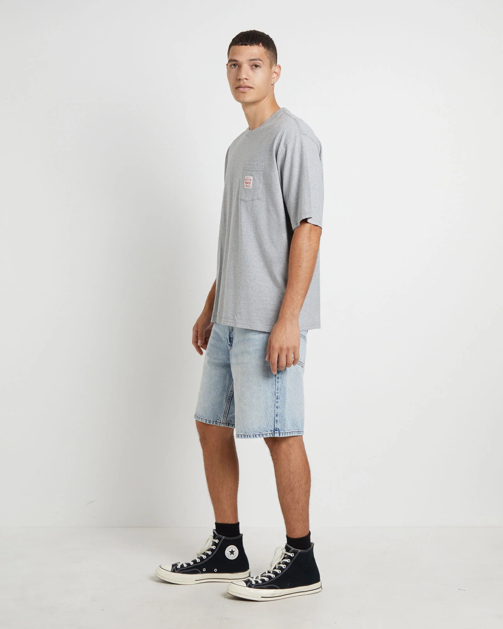 Short Sleeve Workwear T-Shirt in Mid Tone Heather Grey - Image 4