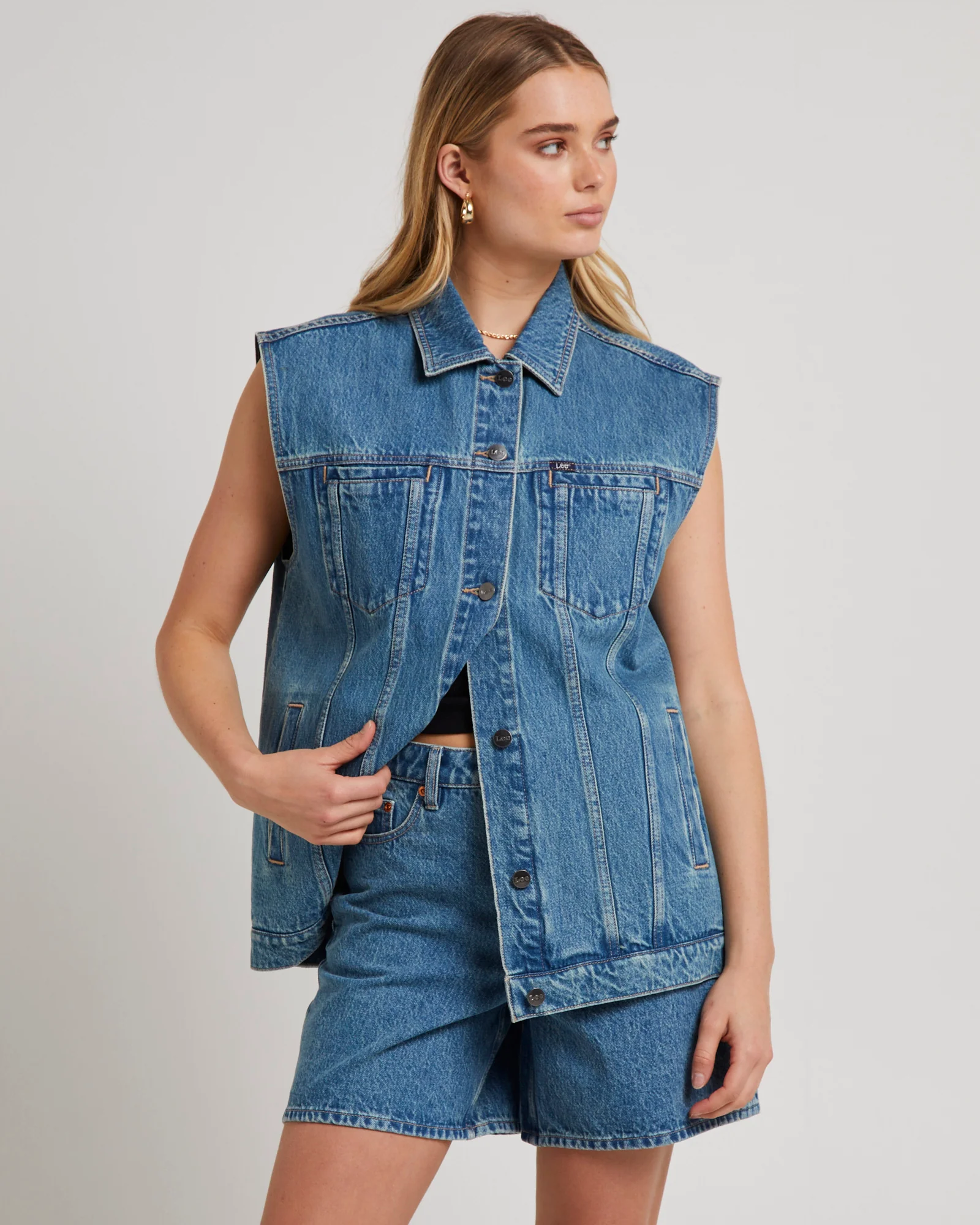 Signature Freya Oversized Denim Vest - Image 3