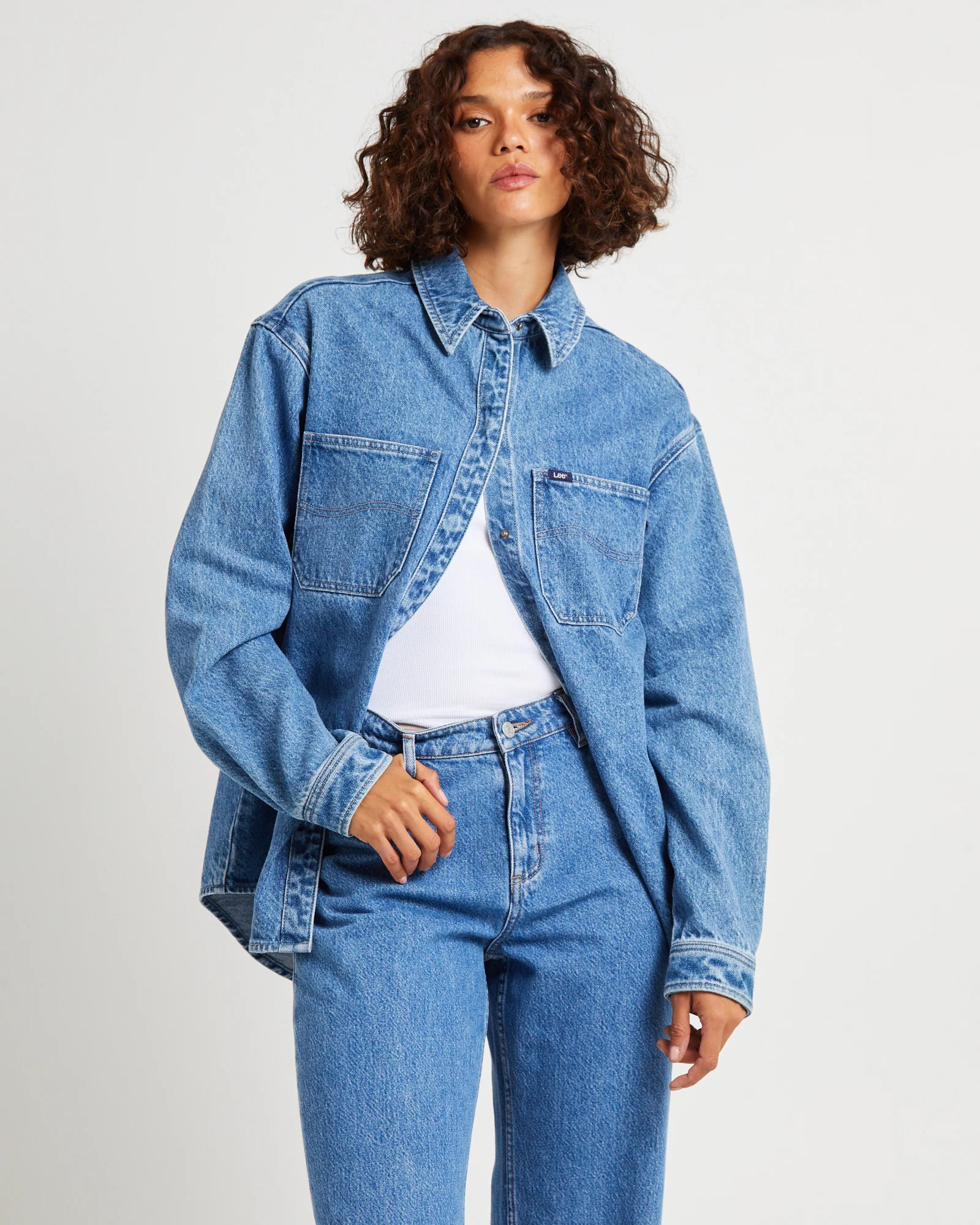 Signature Relaxed Denim Shirt Indigo Rust - Image 3