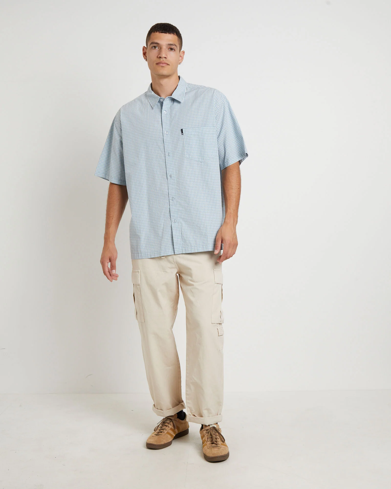 Skate Short Sleeve Shirt in Sky Check - Image 3