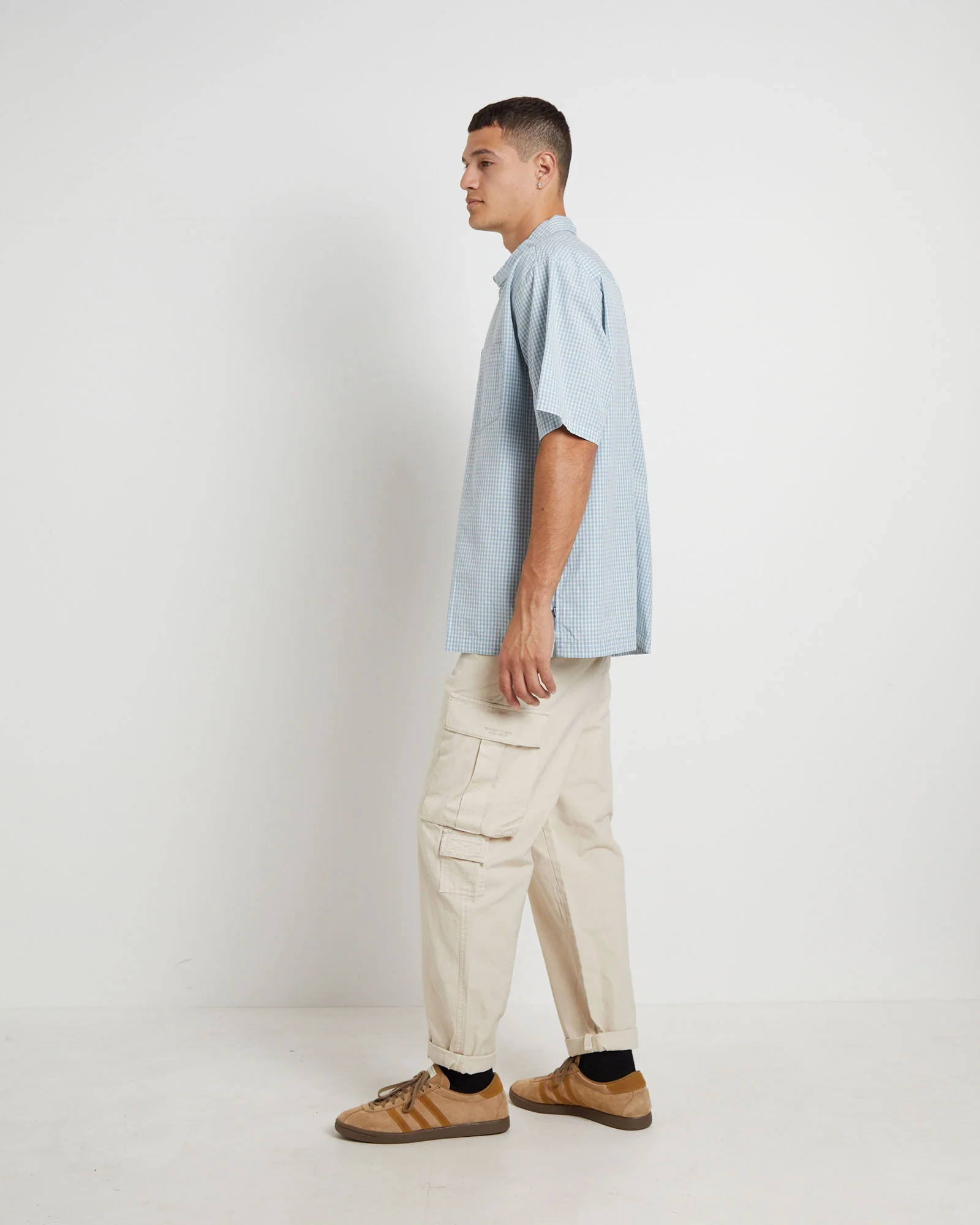 Skate Short Sleeve Shirt in Sky Check - Image 4