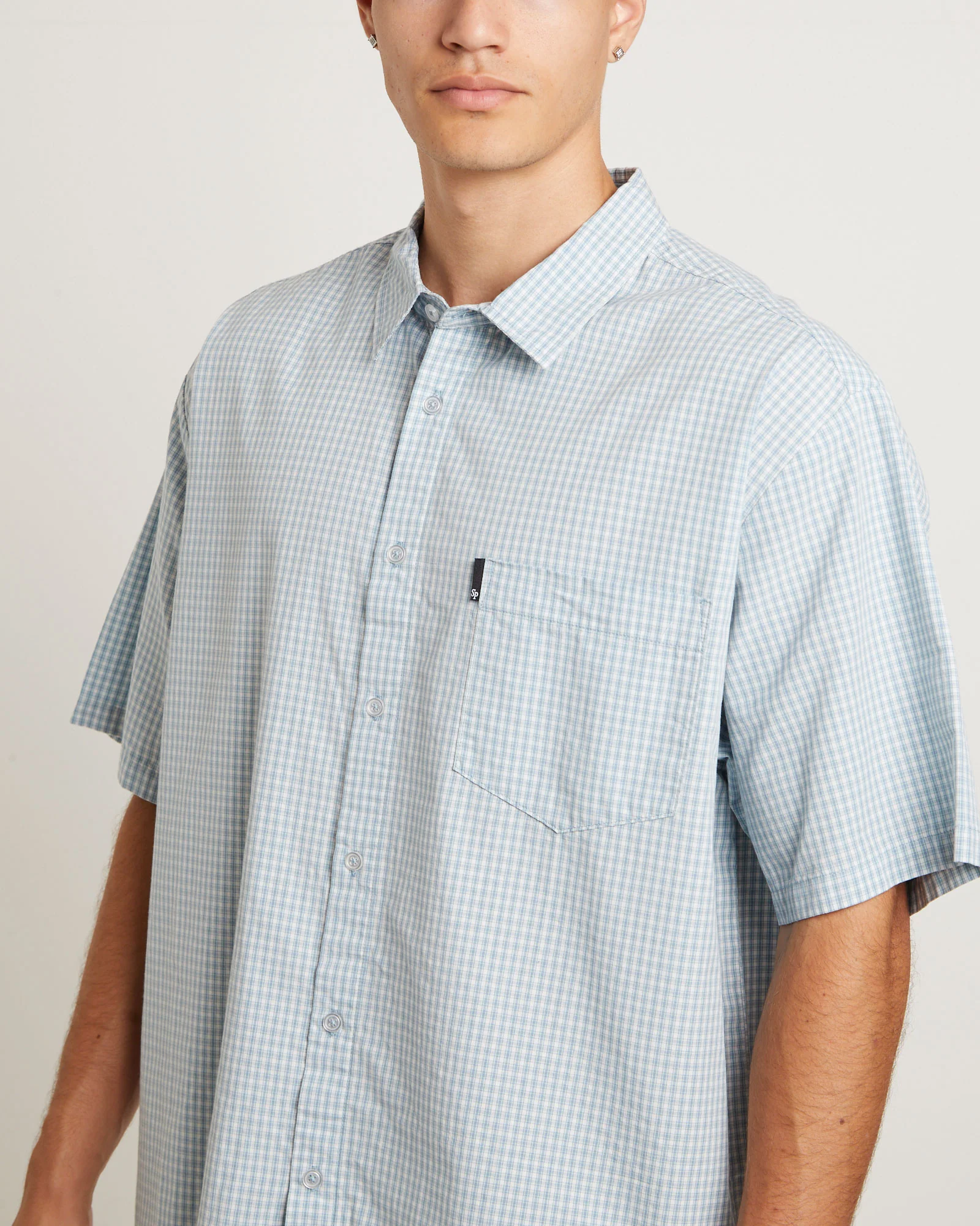 Skate Short Sleeve Shirt in Sky Check - Image 5