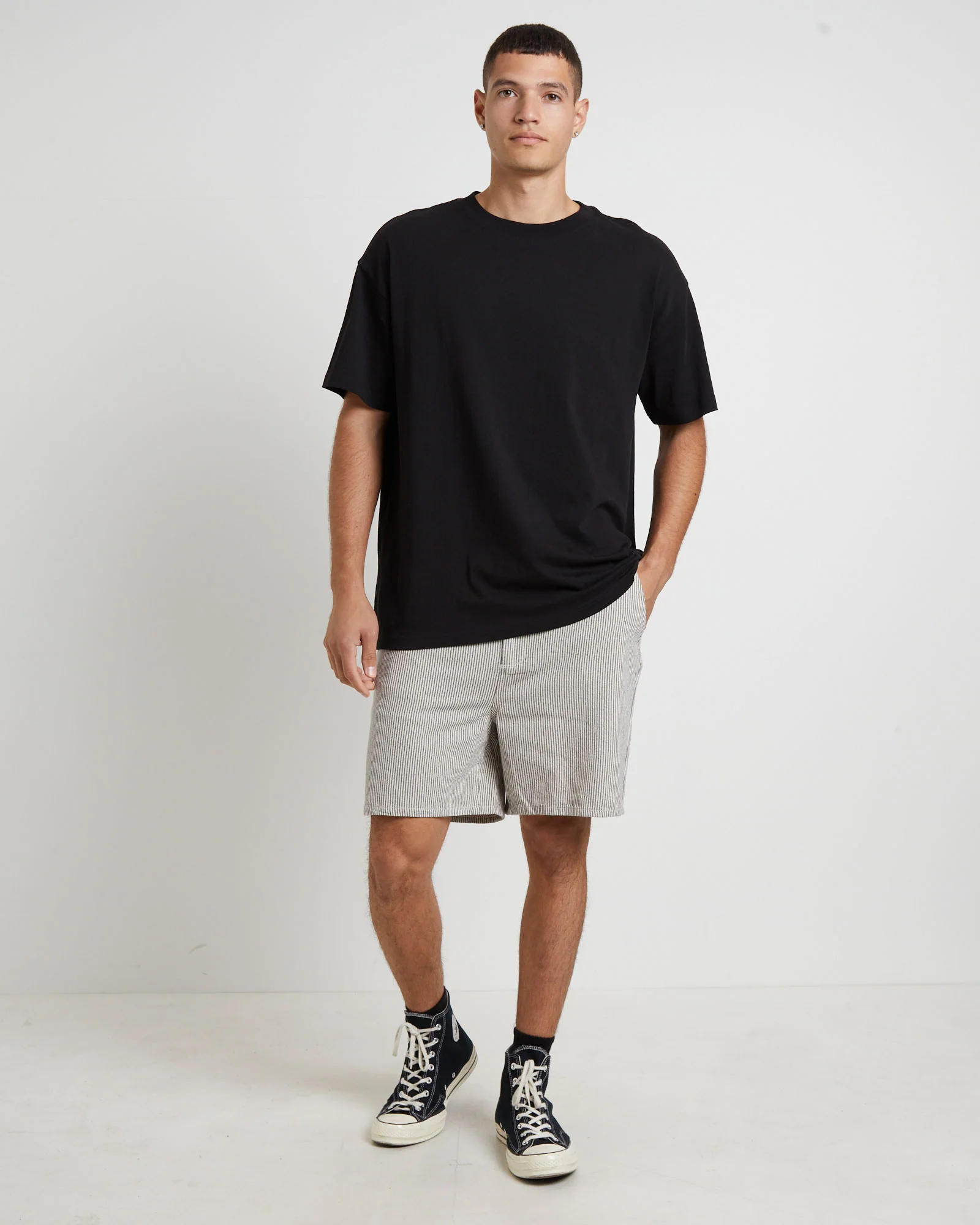 Slacker Worker Shorts in Olive Stripe - Image 3