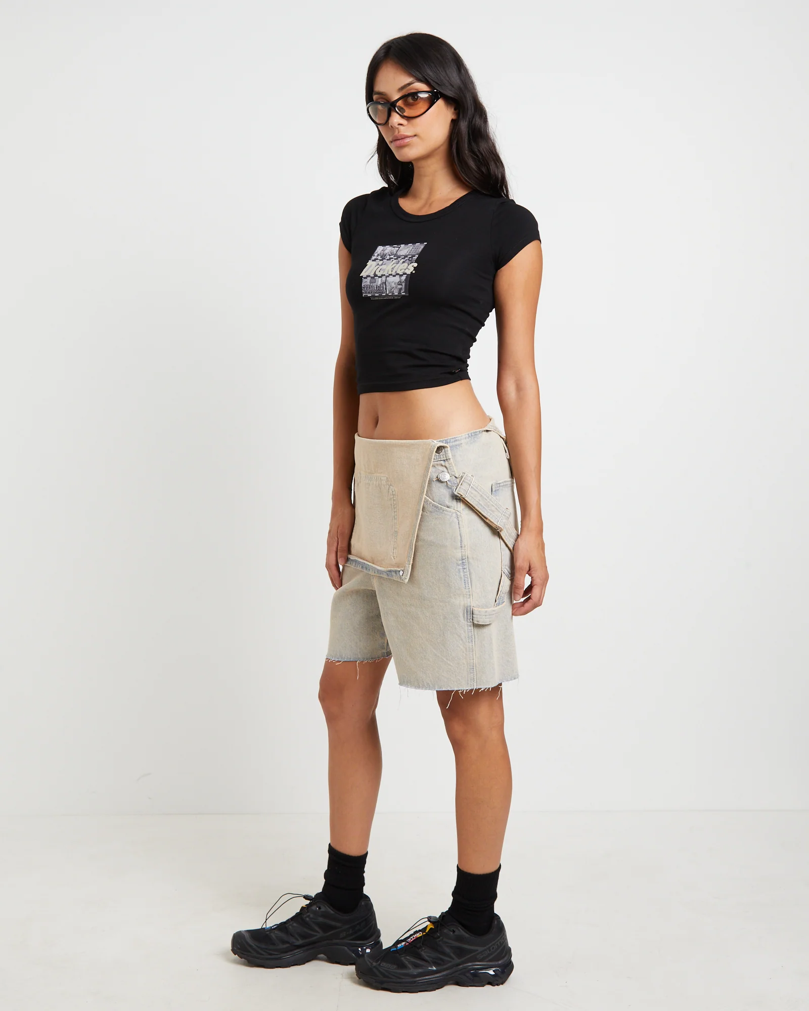 Slide Show Baby Tee in Black - Image 4