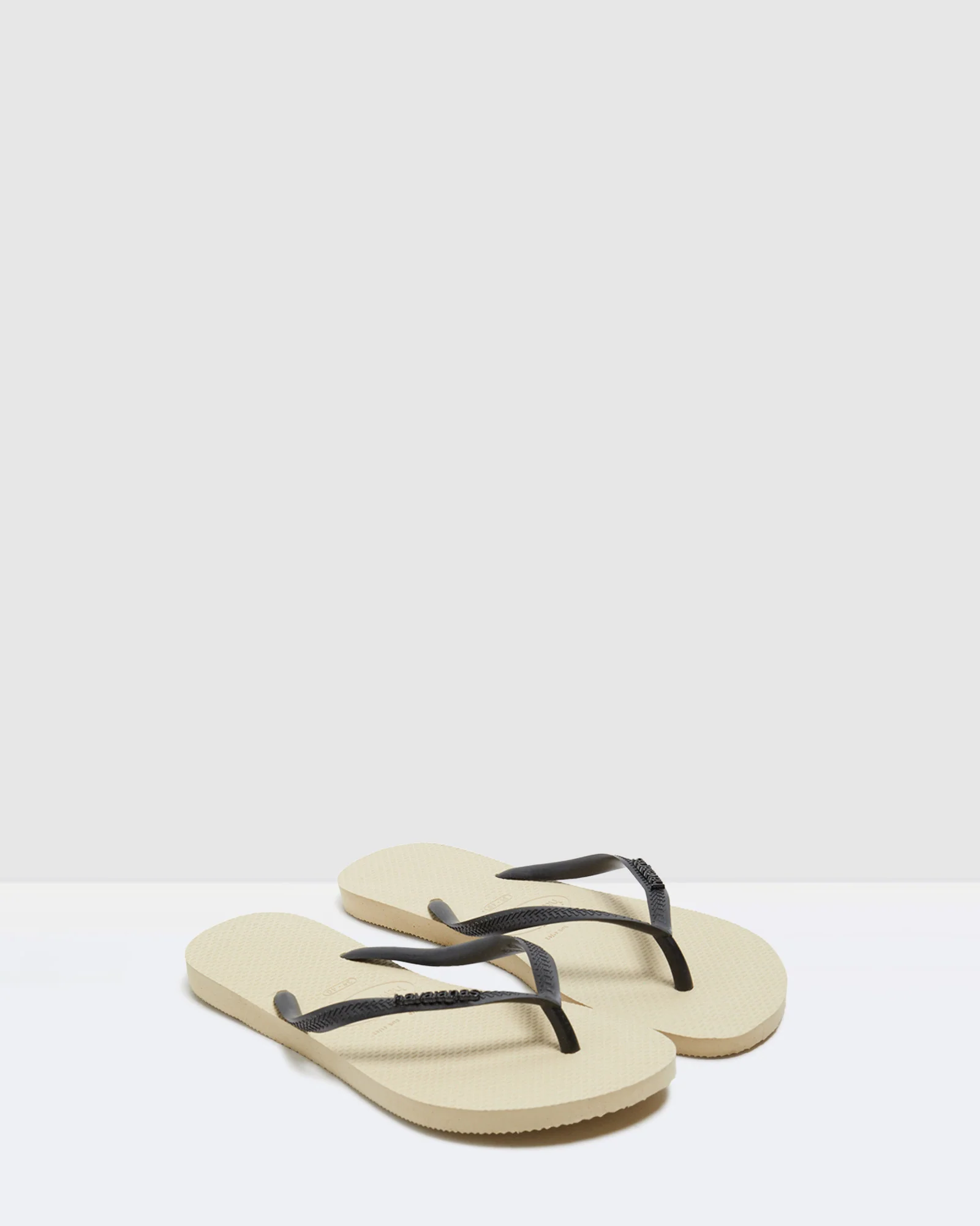 Slim Metal Logo Thongs Sand/Black - Image 2