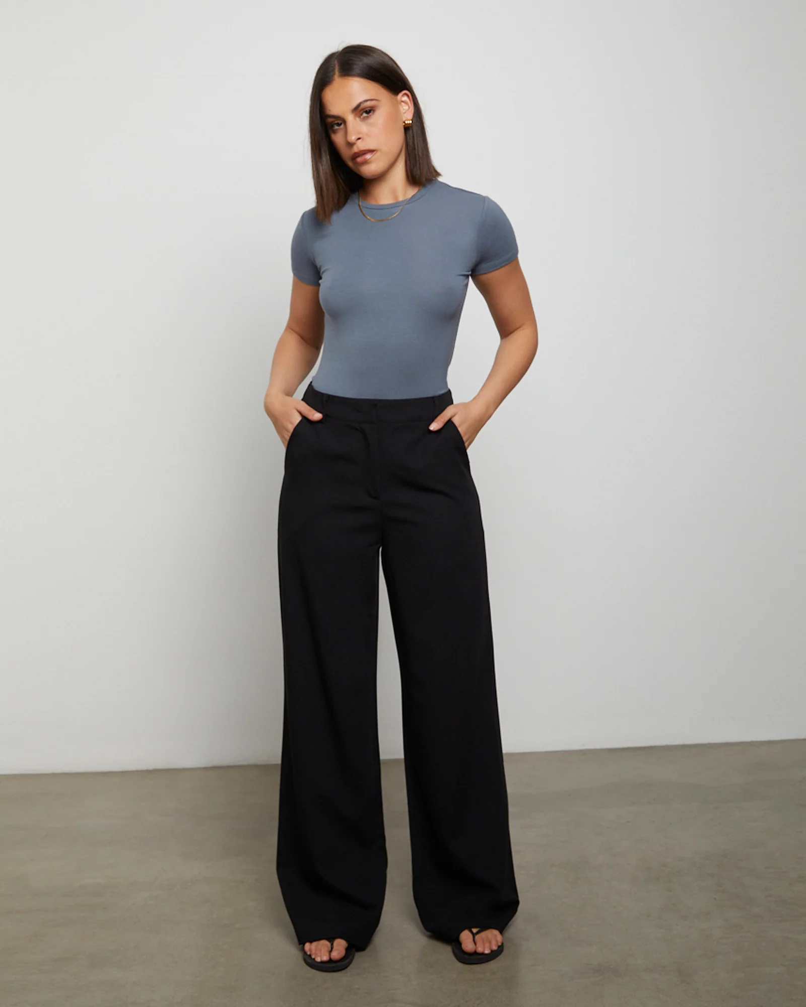 Slinky Fitted Tee in Slate - Image 3