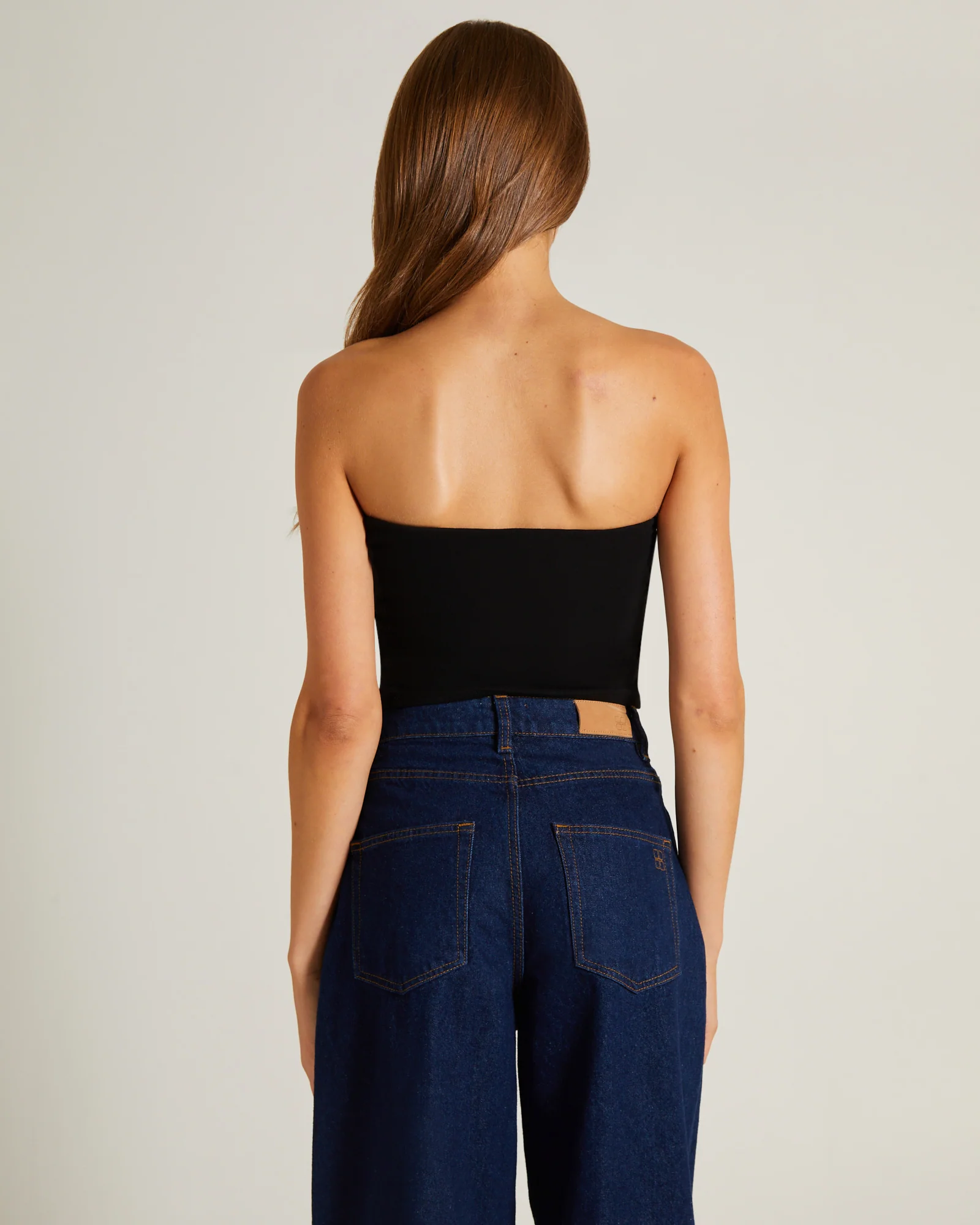Slinky Strapless Top in Black - Image 2
