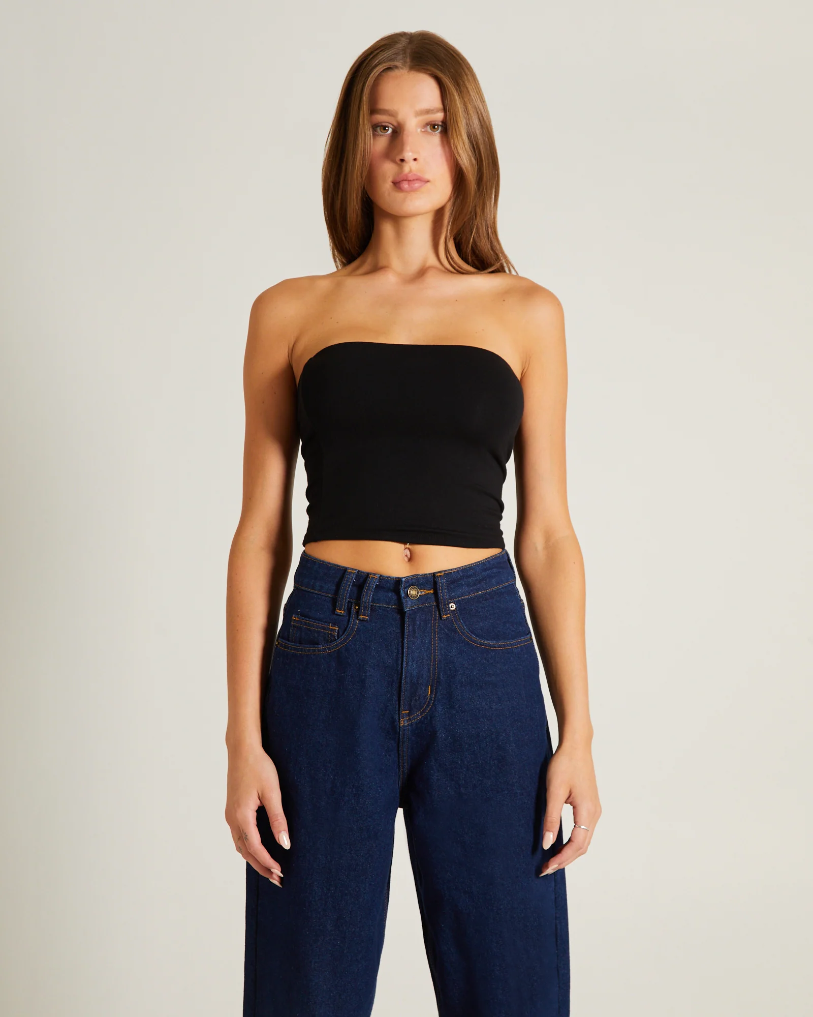 Slinky Strapless Top in Black - Image 5