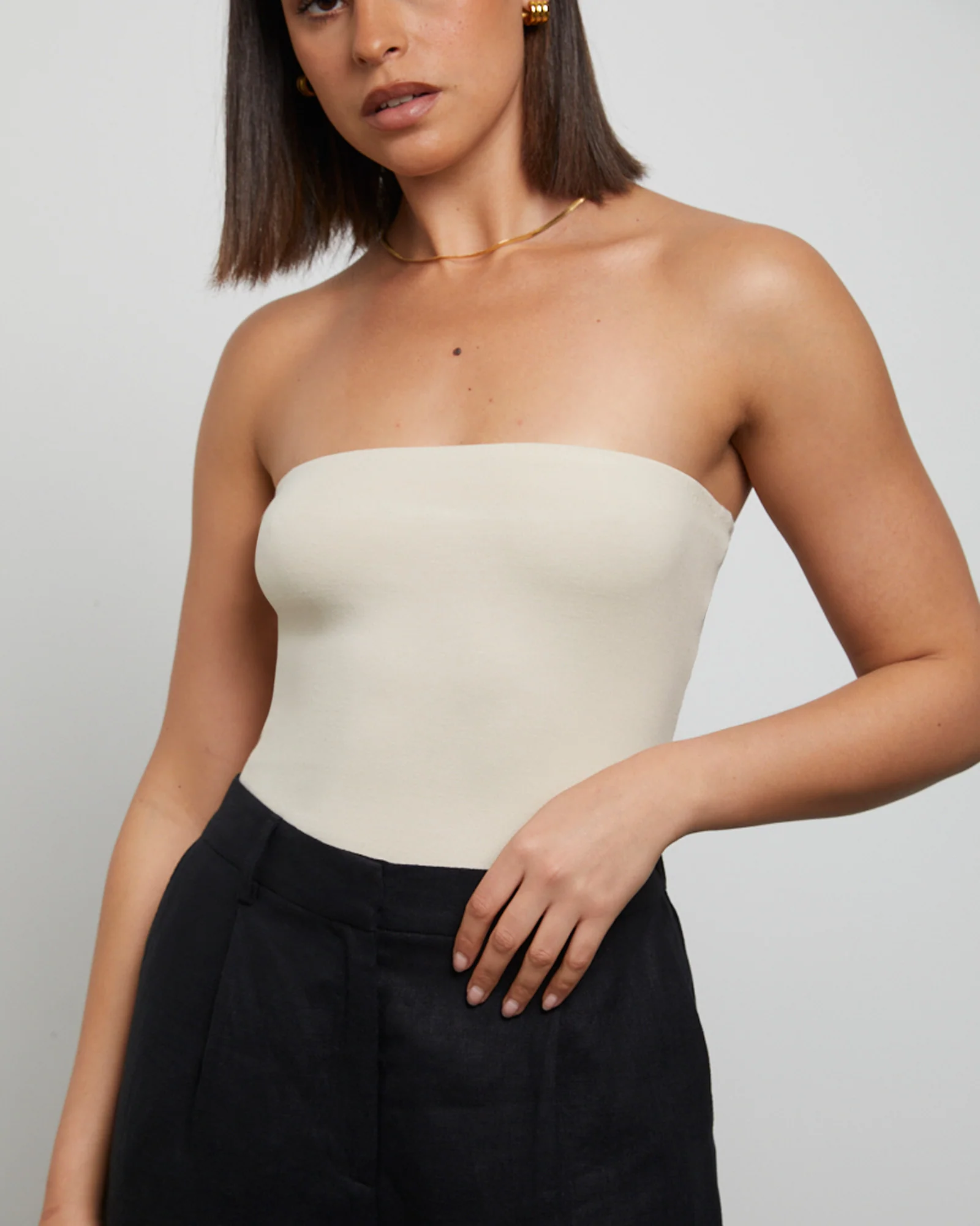 Slinky Strapless Top in Vintage Stone - Image 6