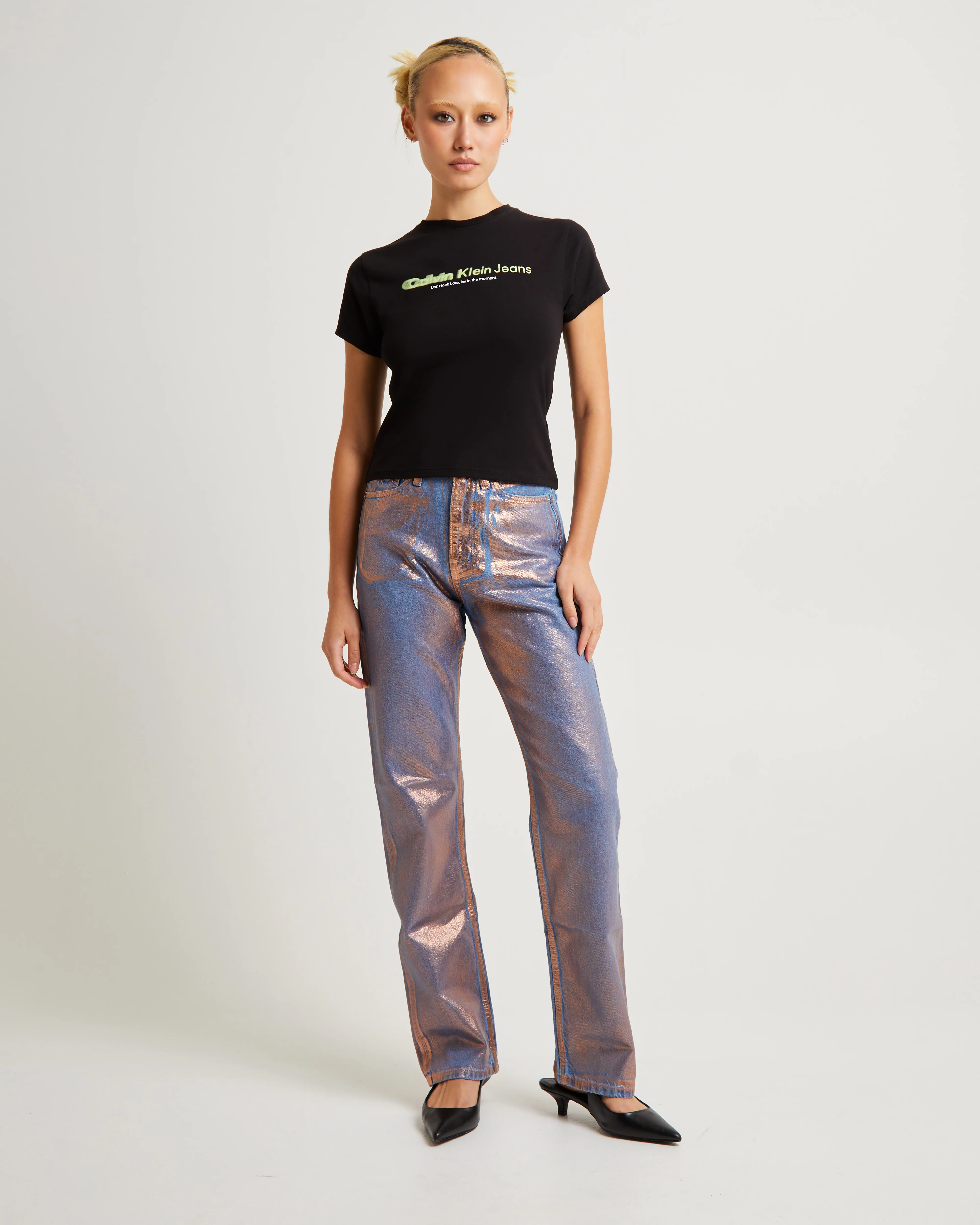 Slogan Fitted Tee Black - Image 3