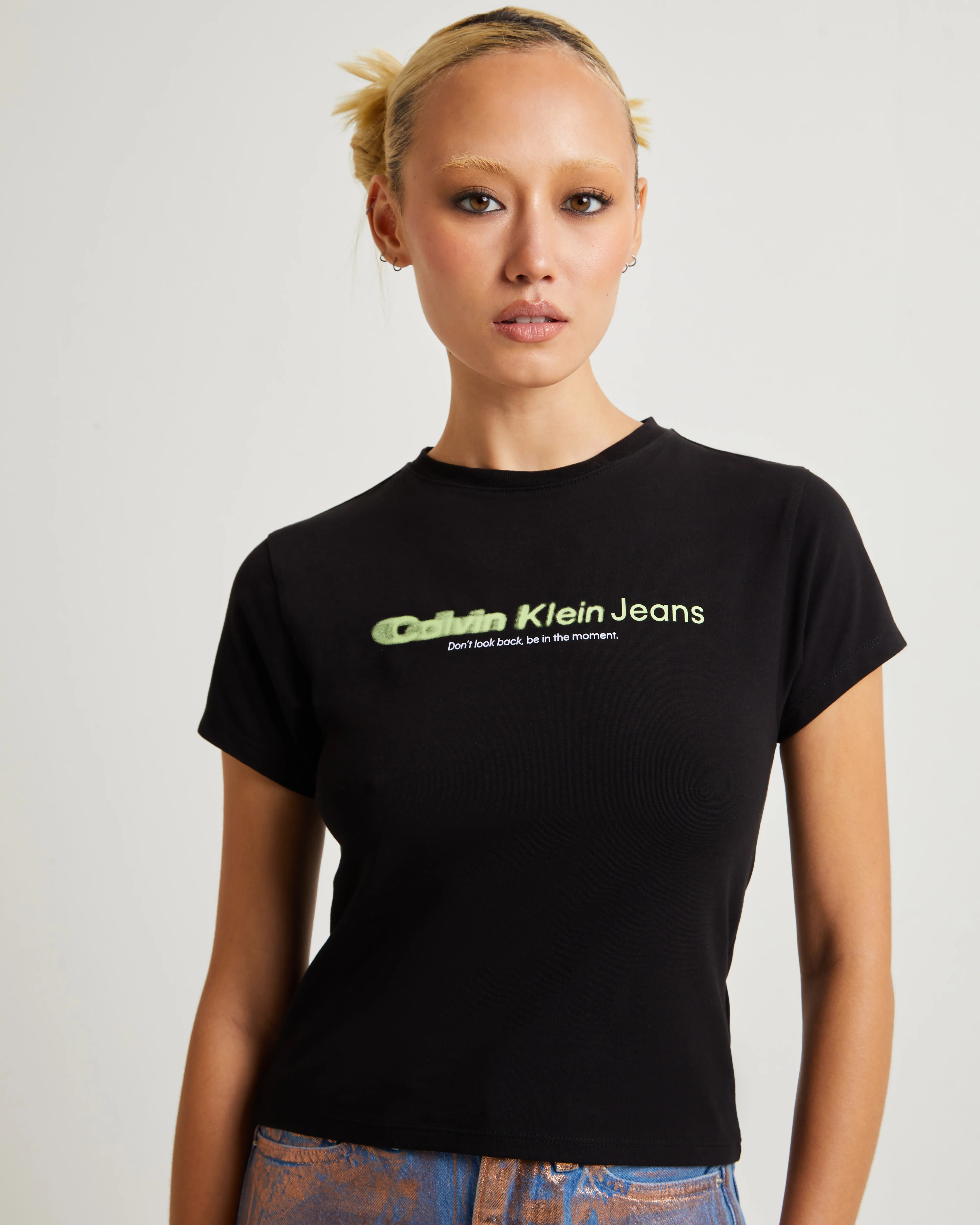 Slogan Fitted Tee Black - Image 5