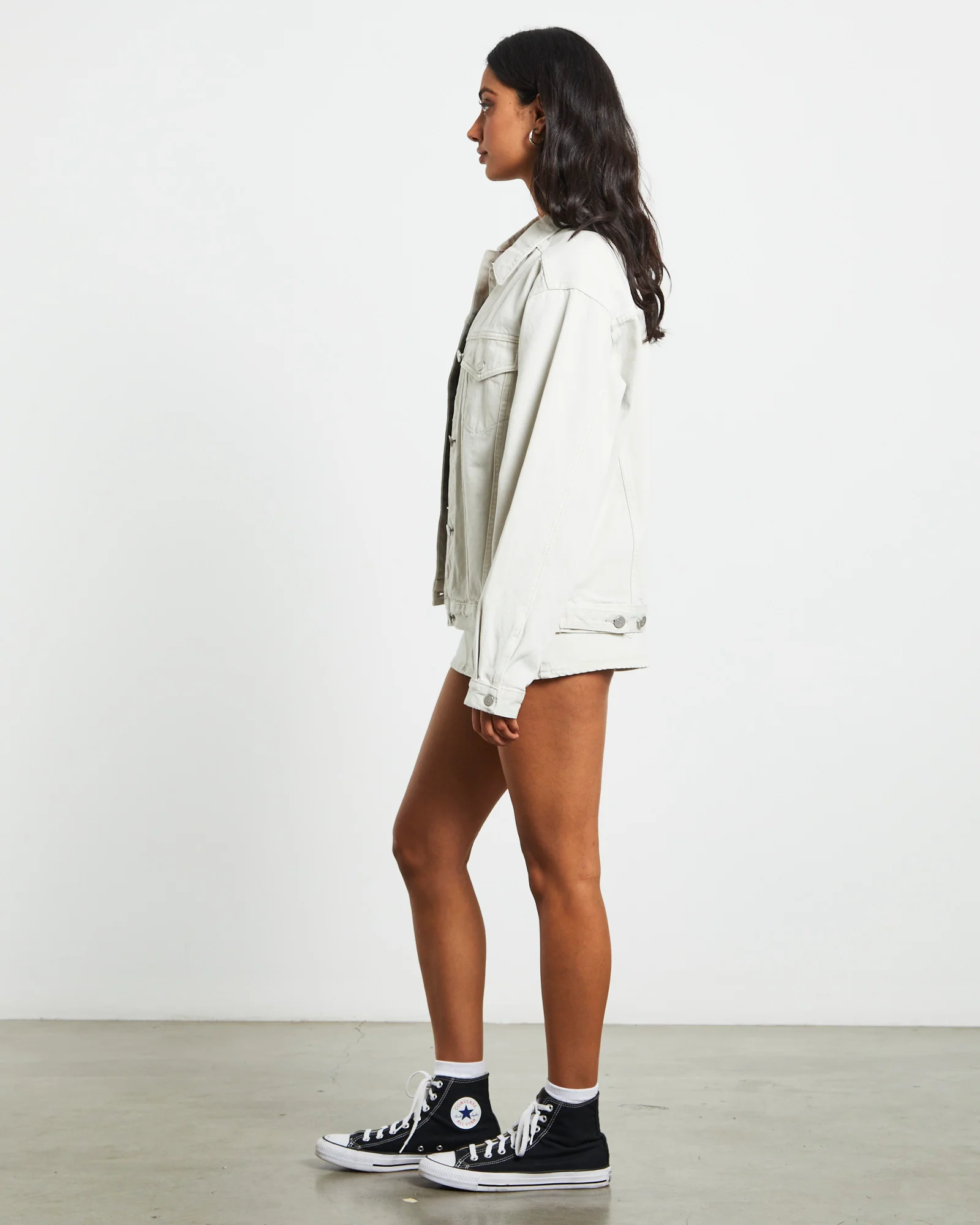 Slouch Denim Jacket in Chalk White - Image 5
