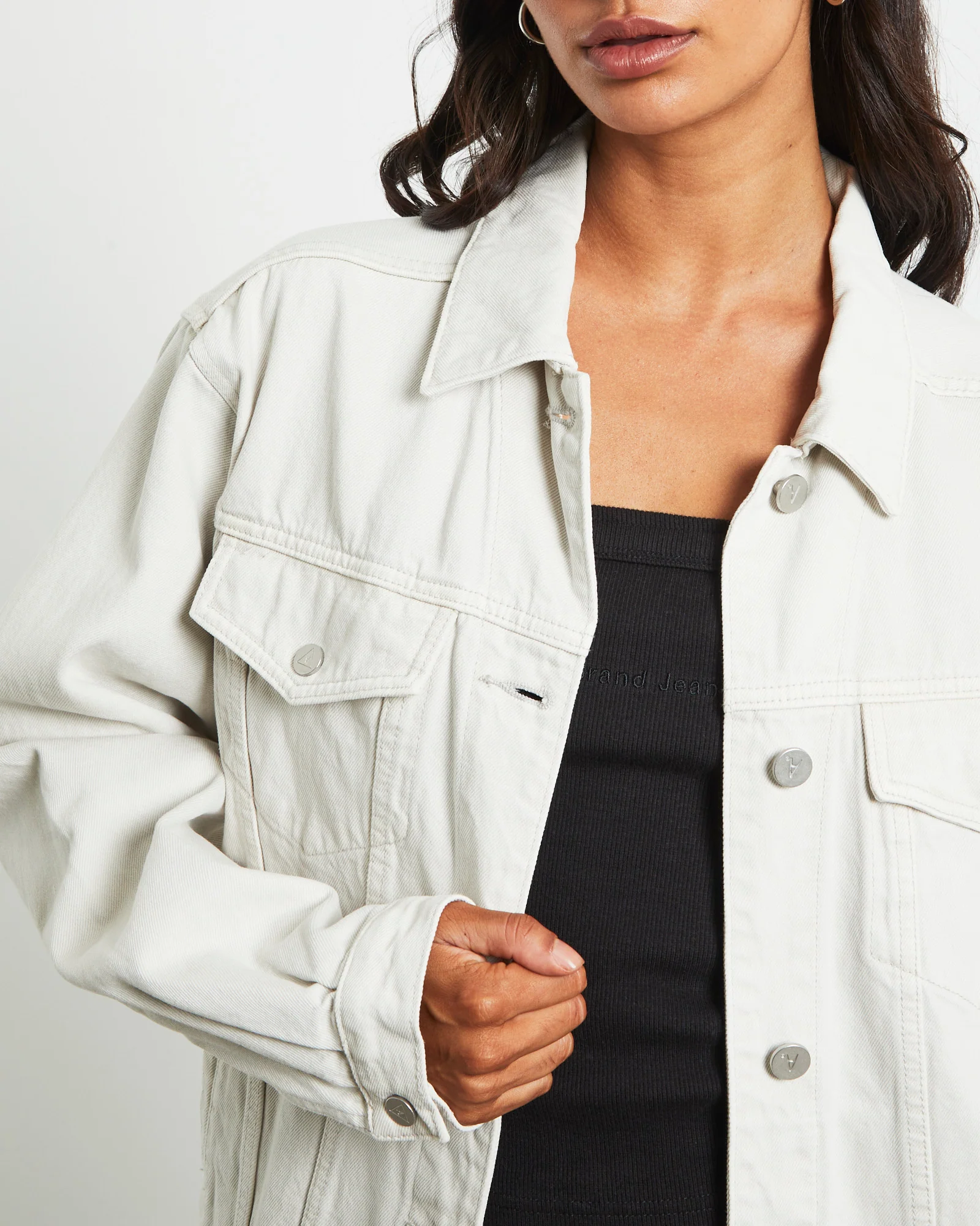Slouch Denim Jacket in Chalk White - Image 7