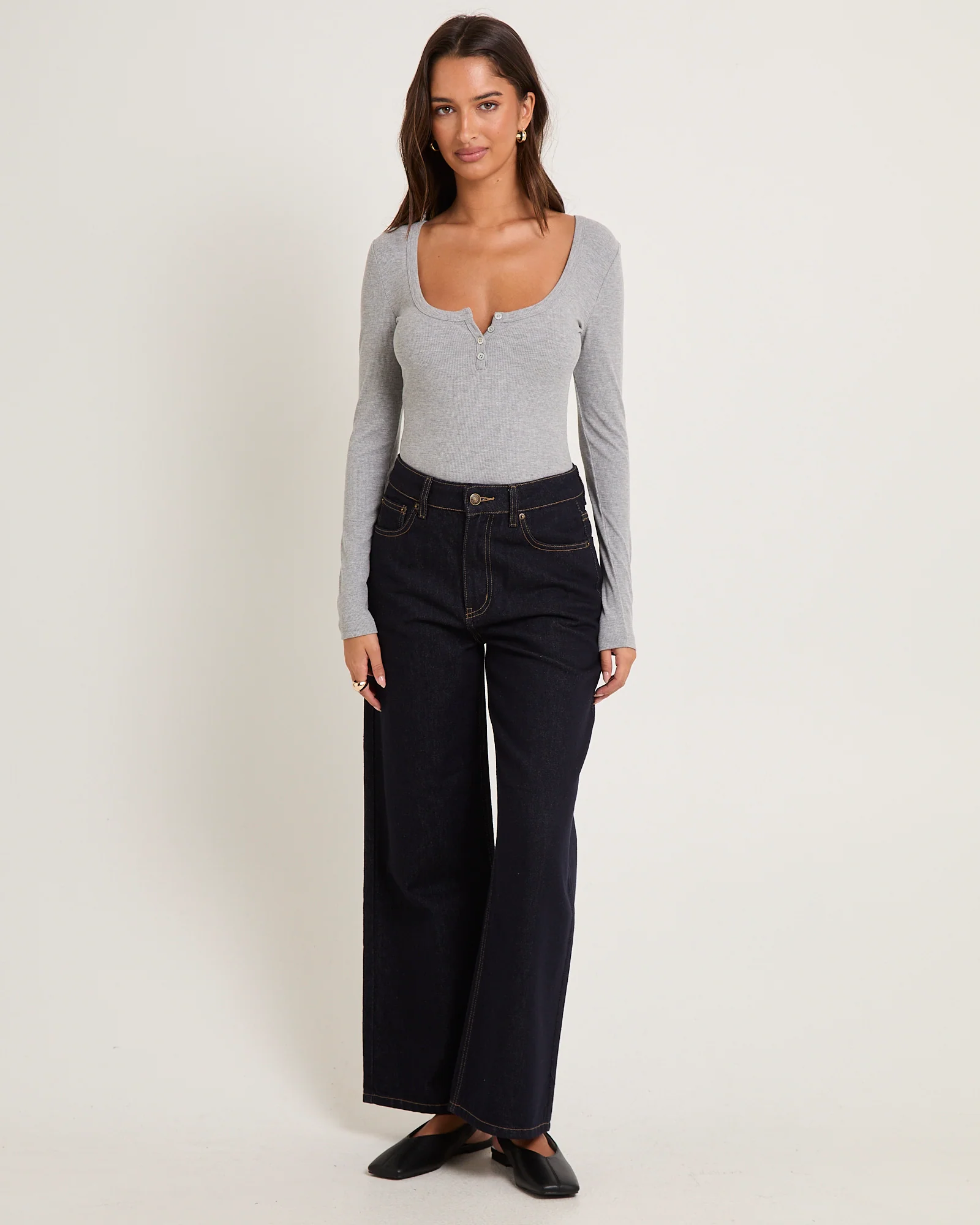 Soft Knit Rib Button Bodysuit - Image 3