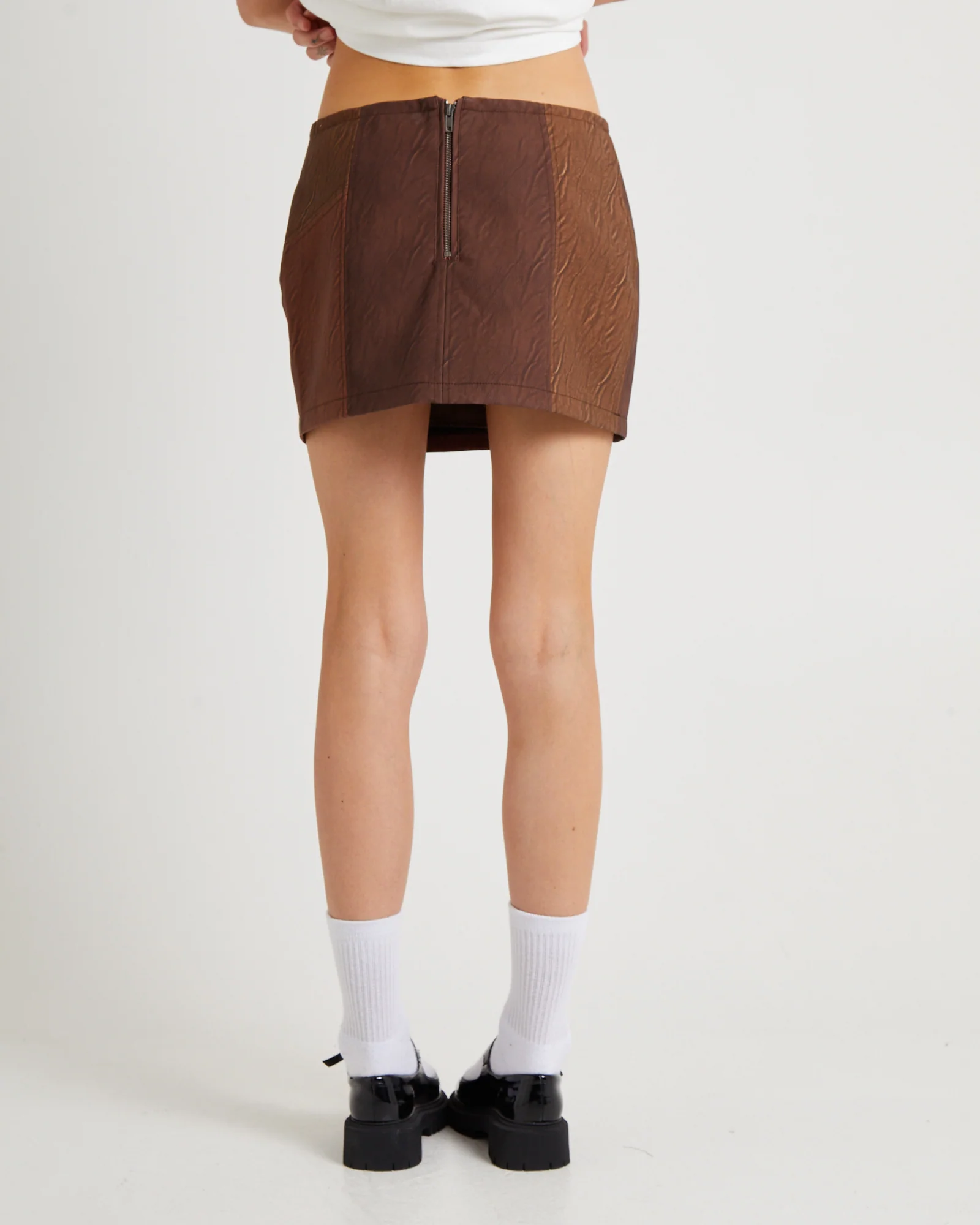 Splice PU Distressed Mini Skirt - Image 2
