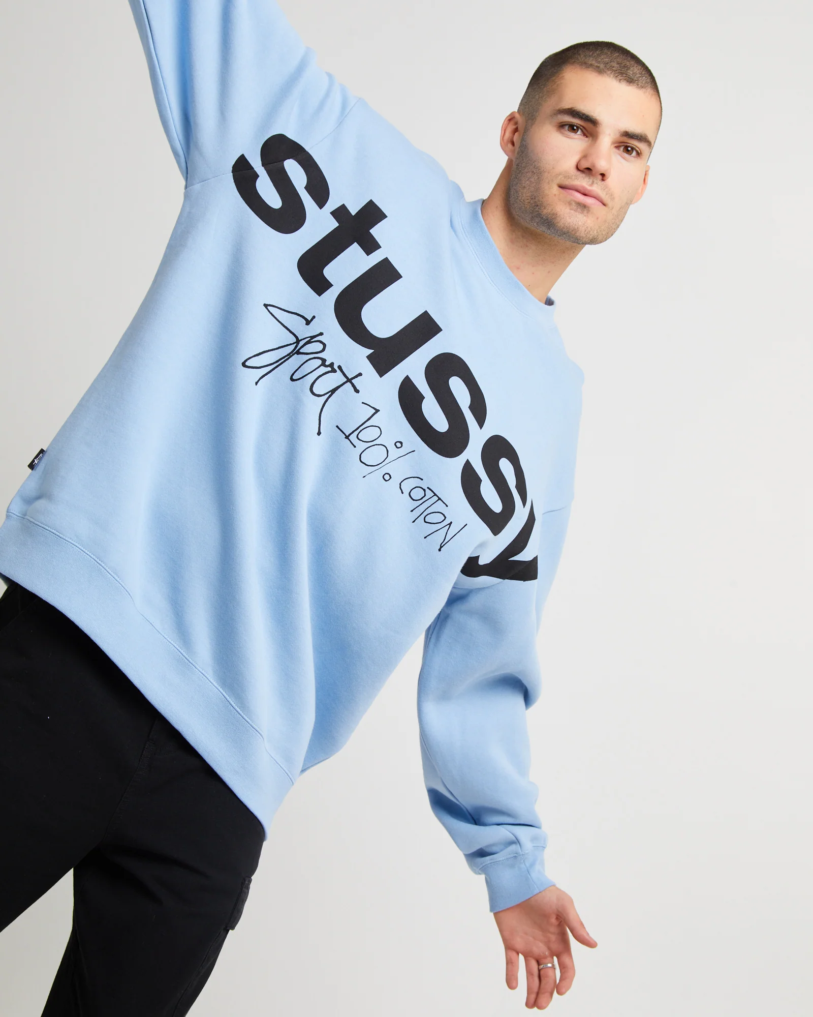 Sport 100 Fleece Crew Sweater Powder Blue - Image 5
