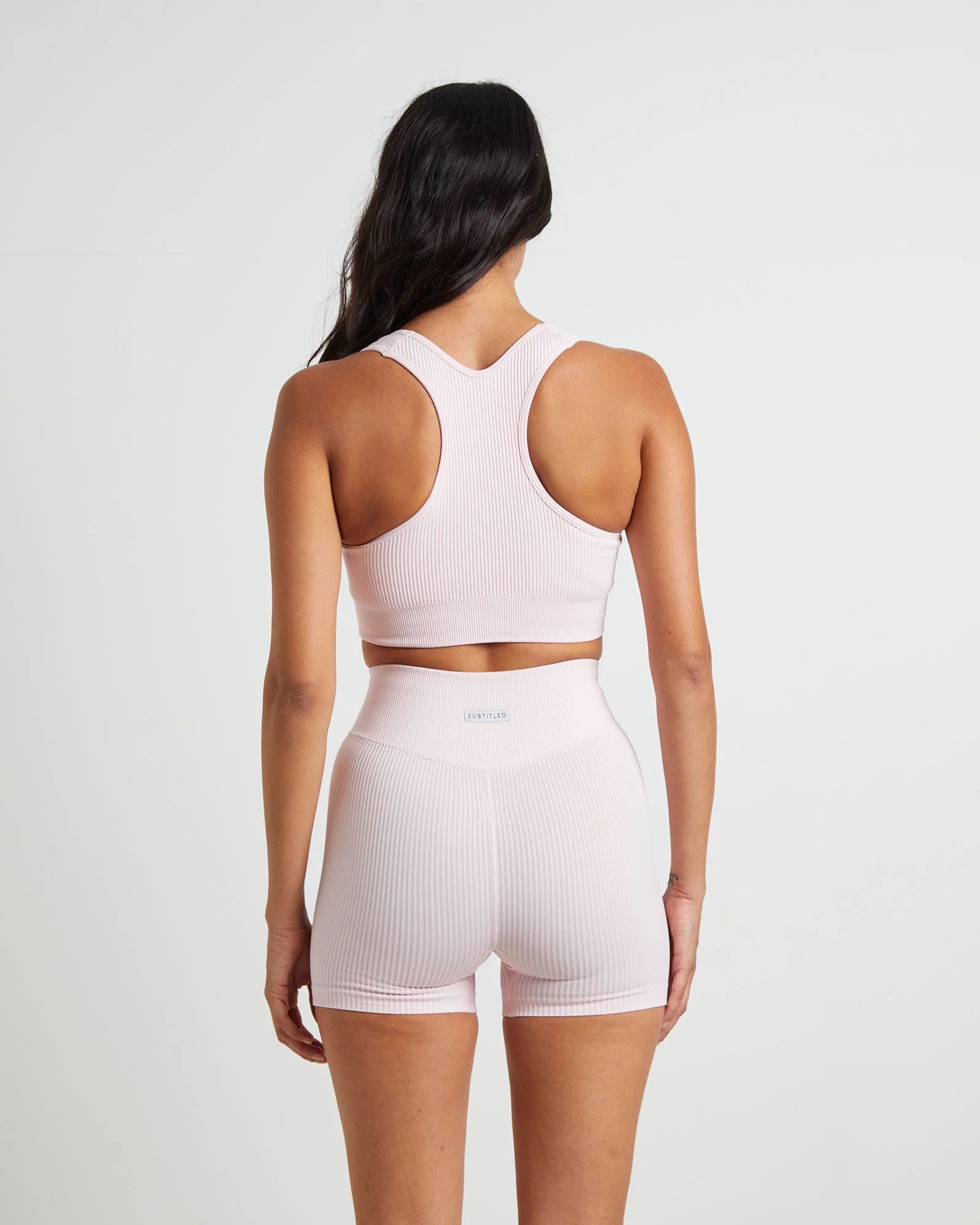 Sports Cross Back Crop Top in Ballet Pink - Image 2