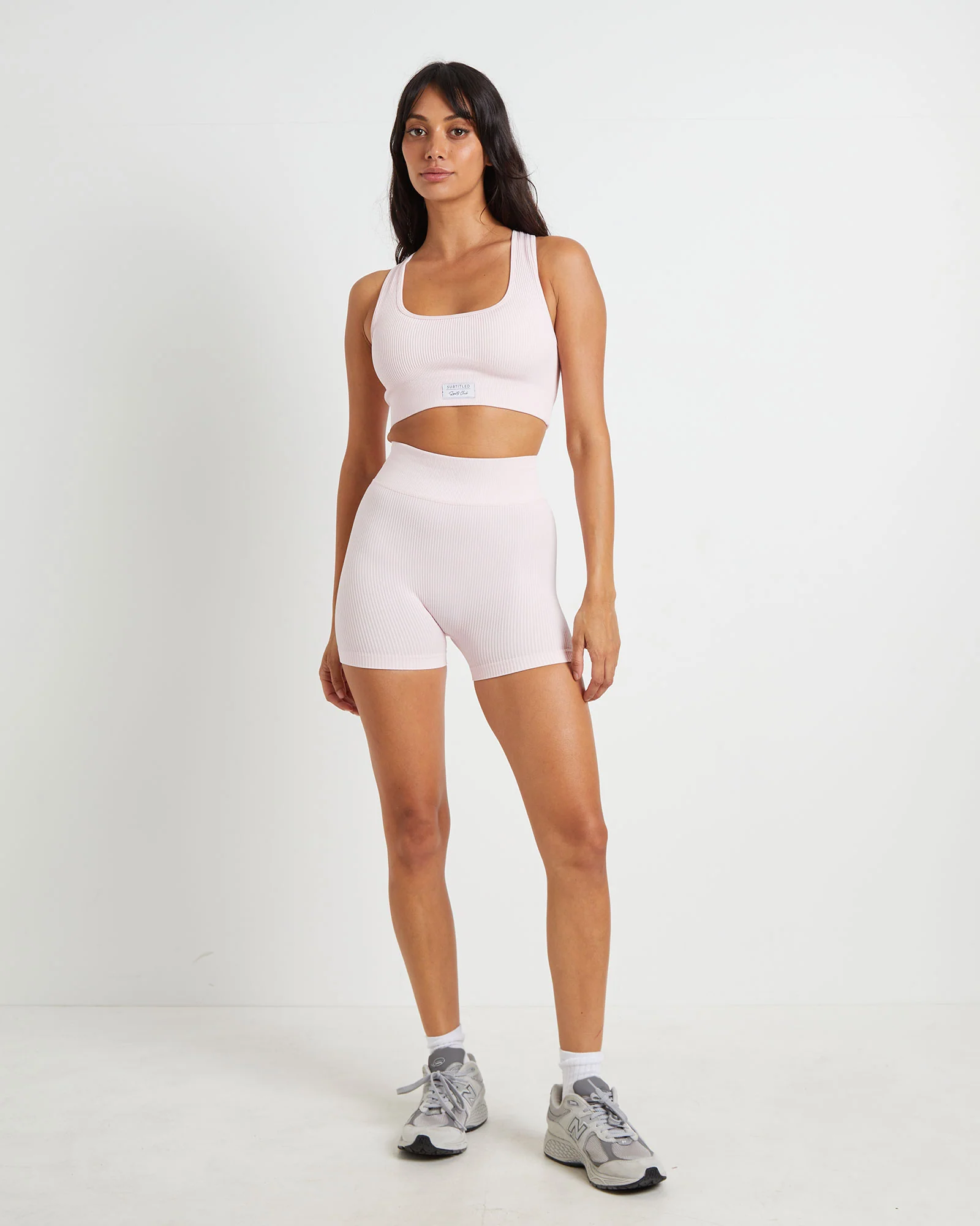 Sports Cross Back Crop Top in Ballet Pink - Image 3
