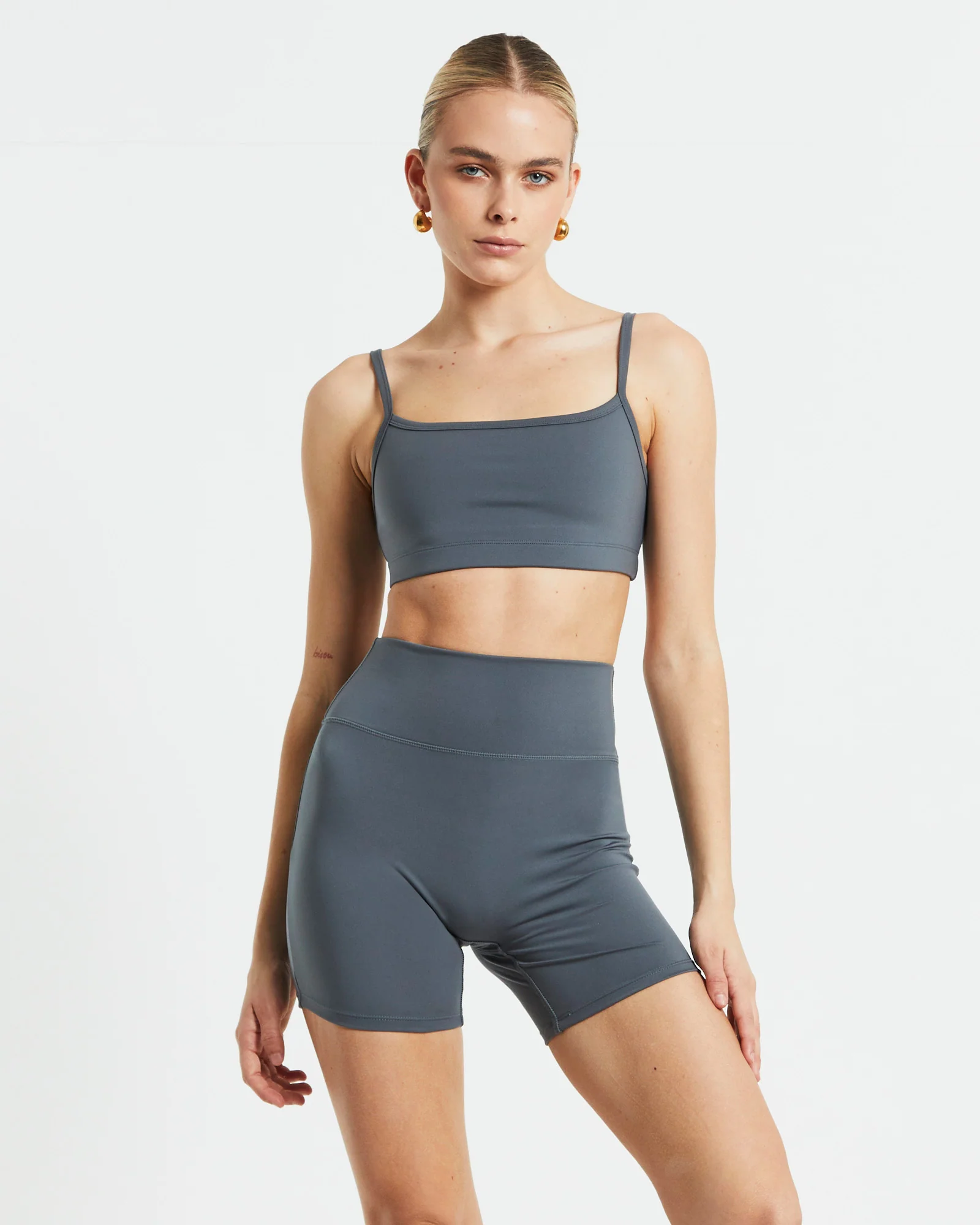 Sports Strappy Crop Top in Charcoal Grey - Image 5
