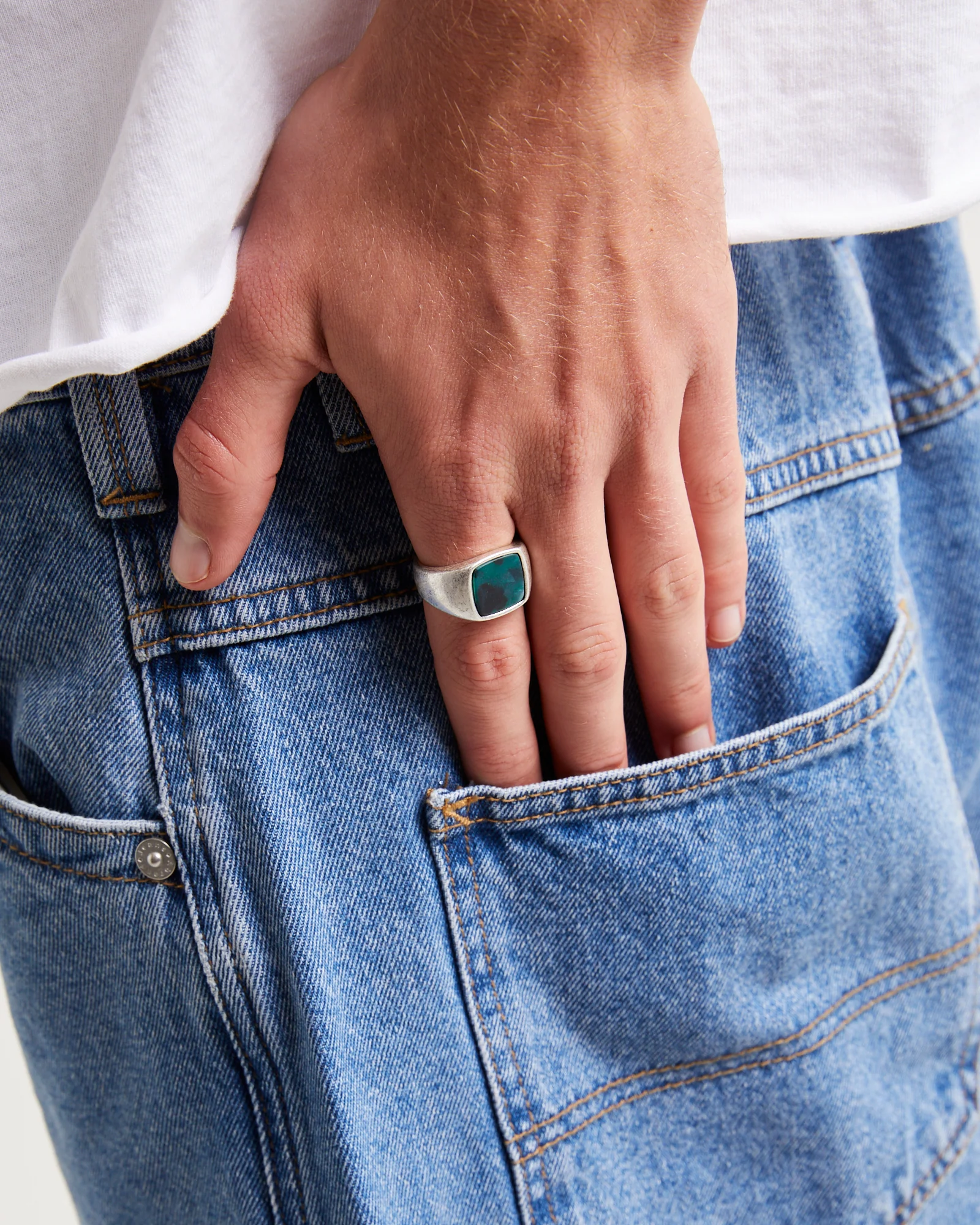 Square Inlay Signet Ring Set - Image 2