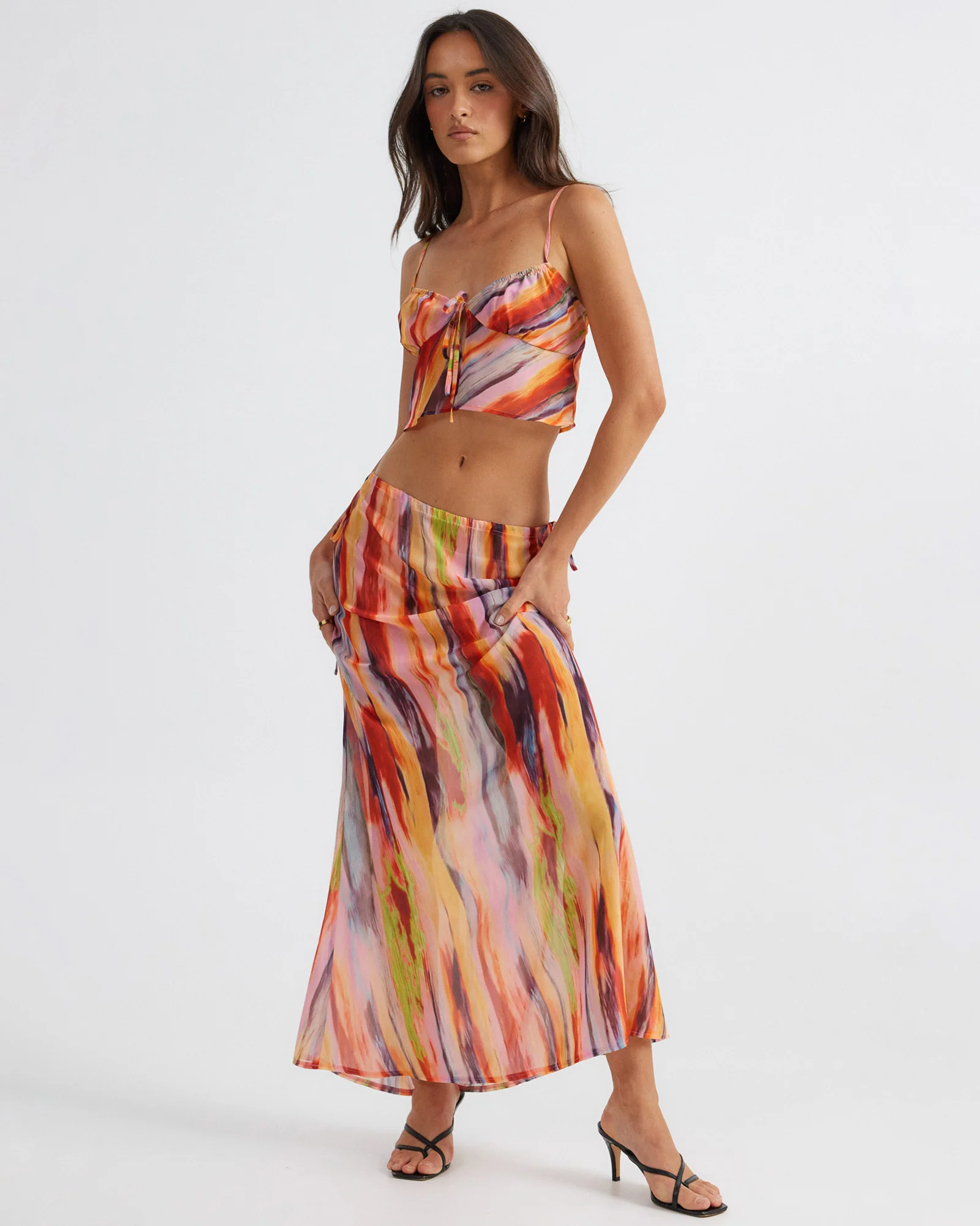 St Barts Tie Up Cami in Mutli - Image 2