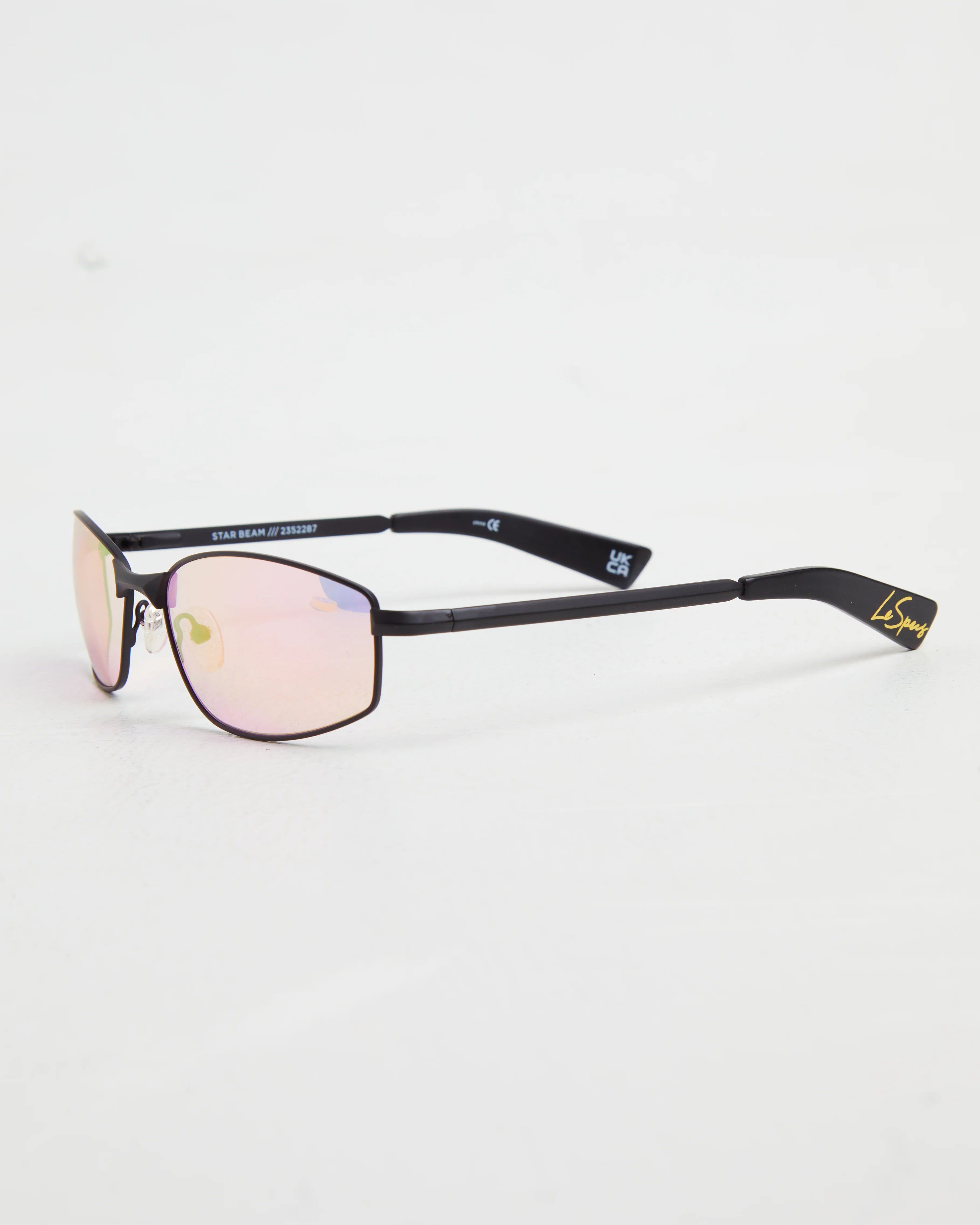 Star Beam Sunglasses in Matte Black/Pink Mirror - Image 6