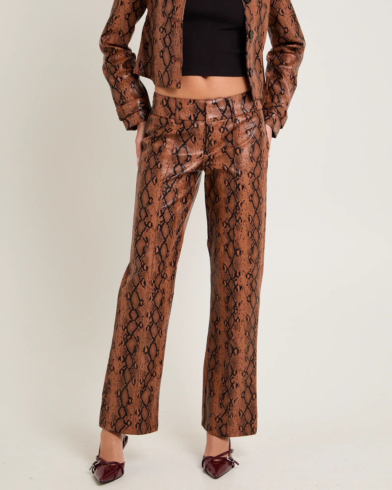 Stassy Snake Faux Leather Pants
