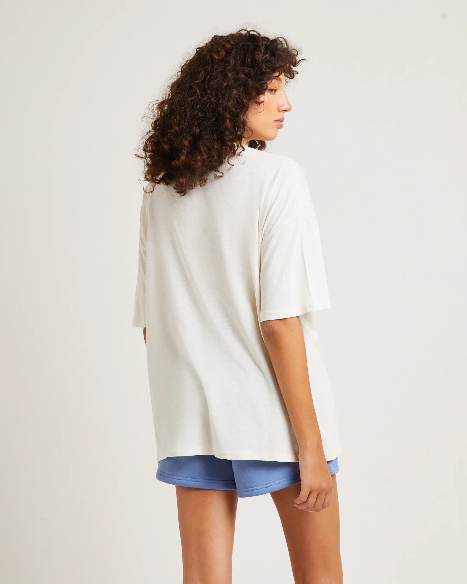 State Linen Oversized T-Shirt in Cream - Image 2
