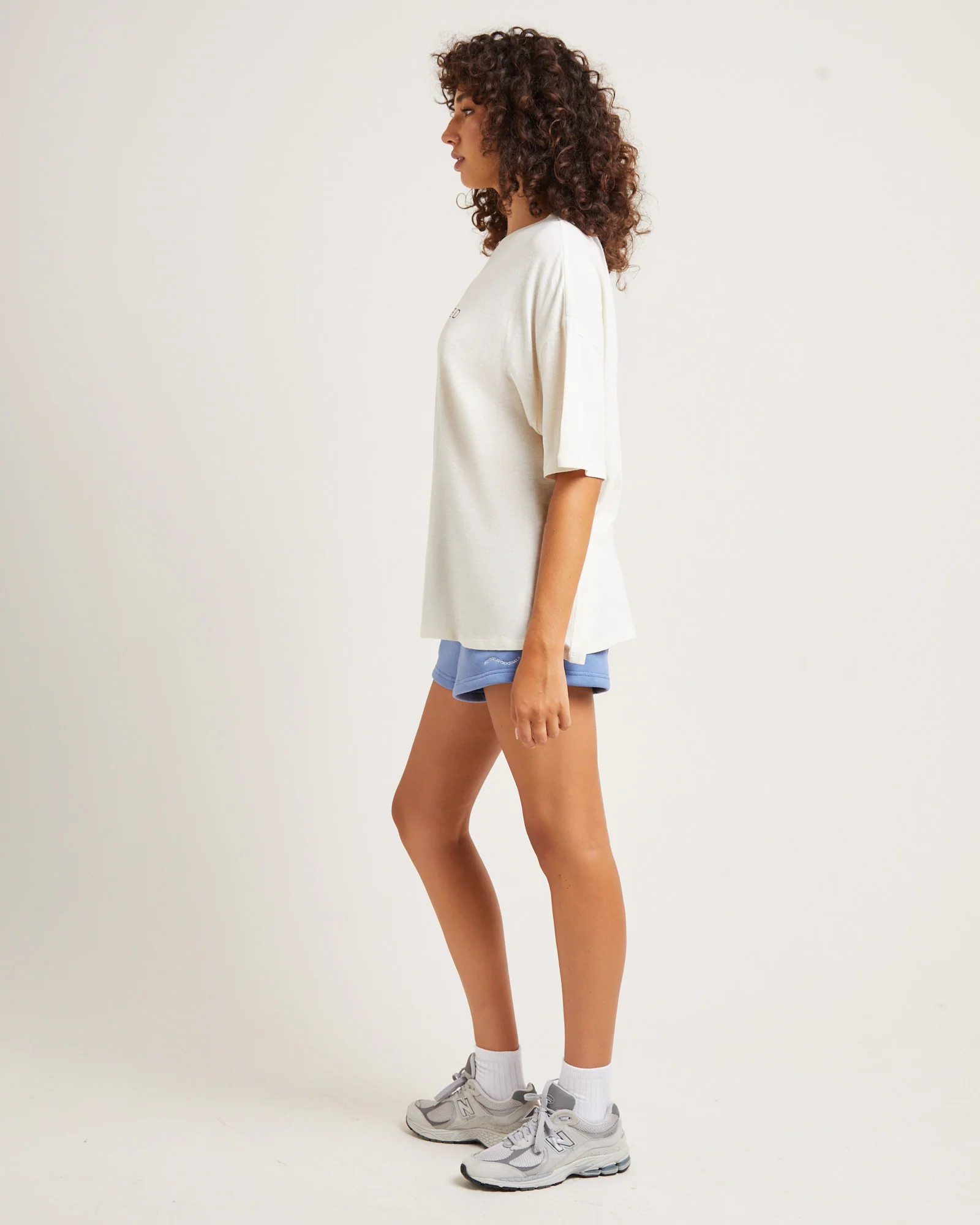 State Linen Oversized T-Shirt in Cream - Image 4