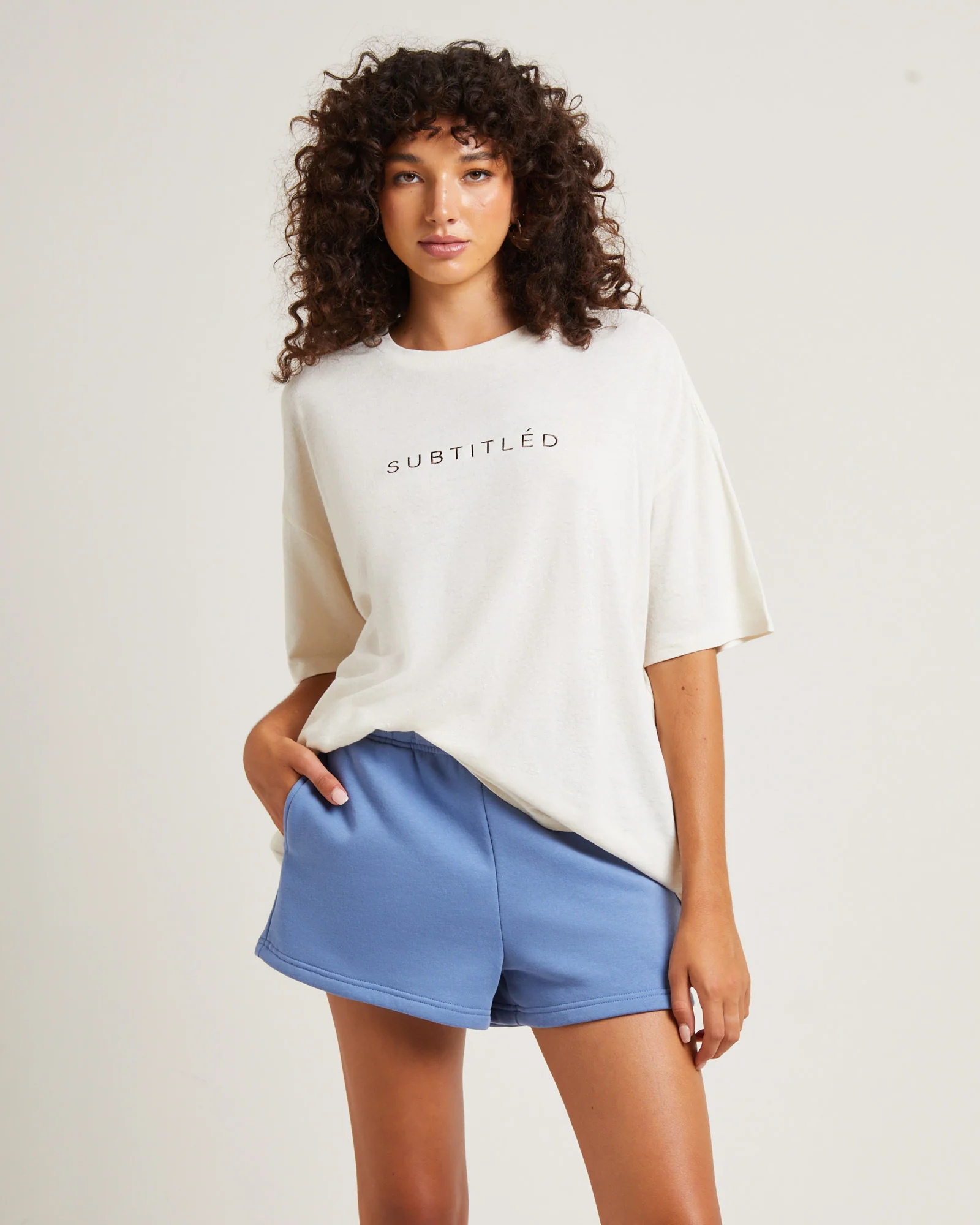 State Linen Oversized T-Shirt in Cream - Image 5