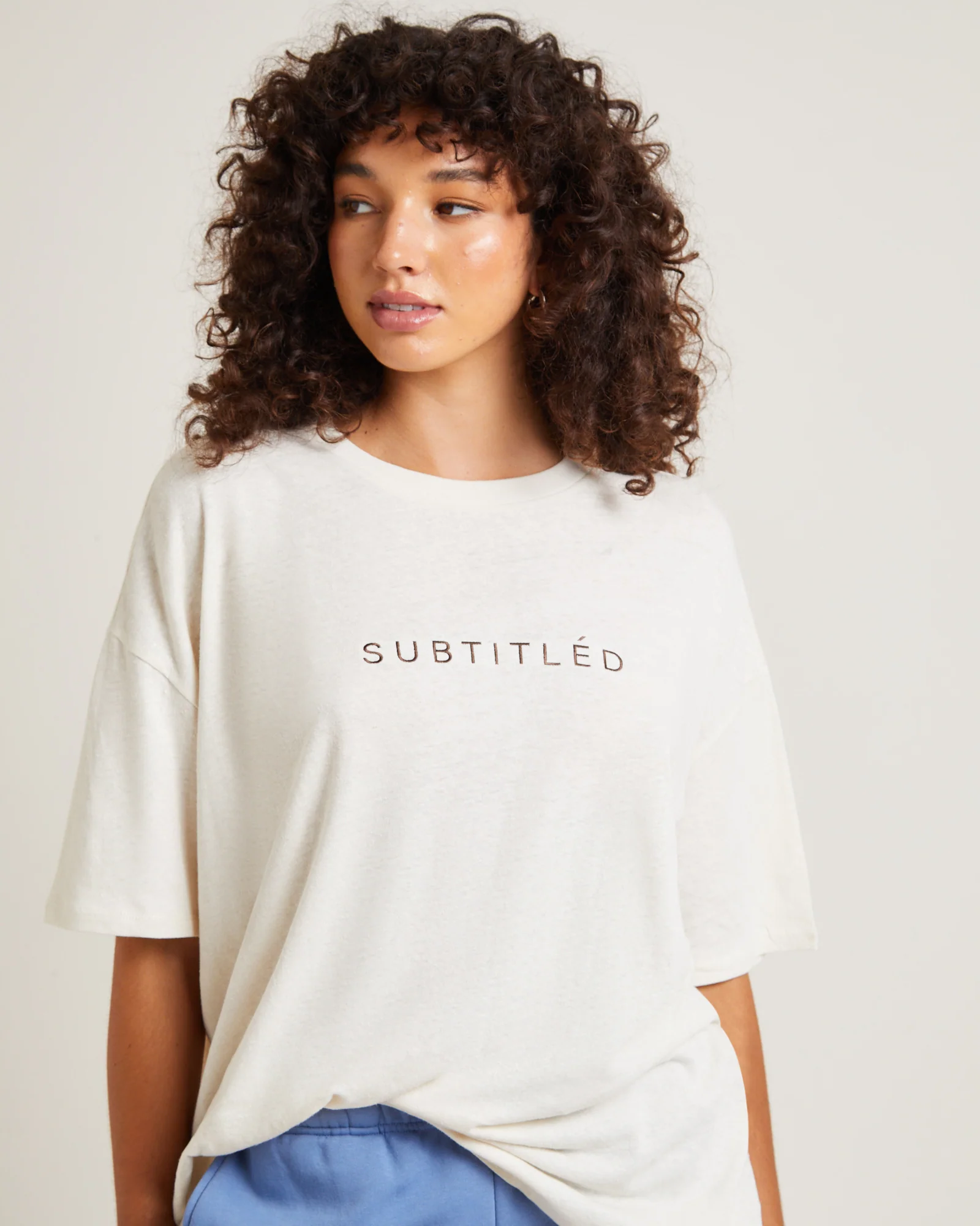State Linen Oversized T-Shirt in Cream - Image 6