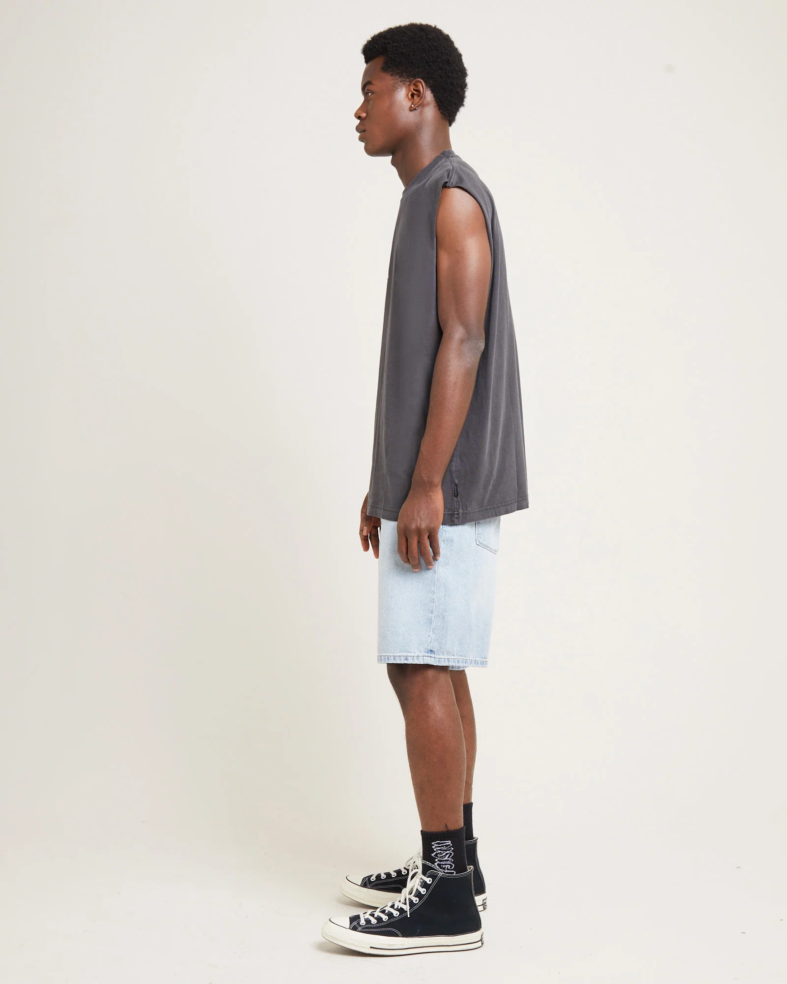 Statue Recycled Sleeveless Tee Stone Black - Image 4