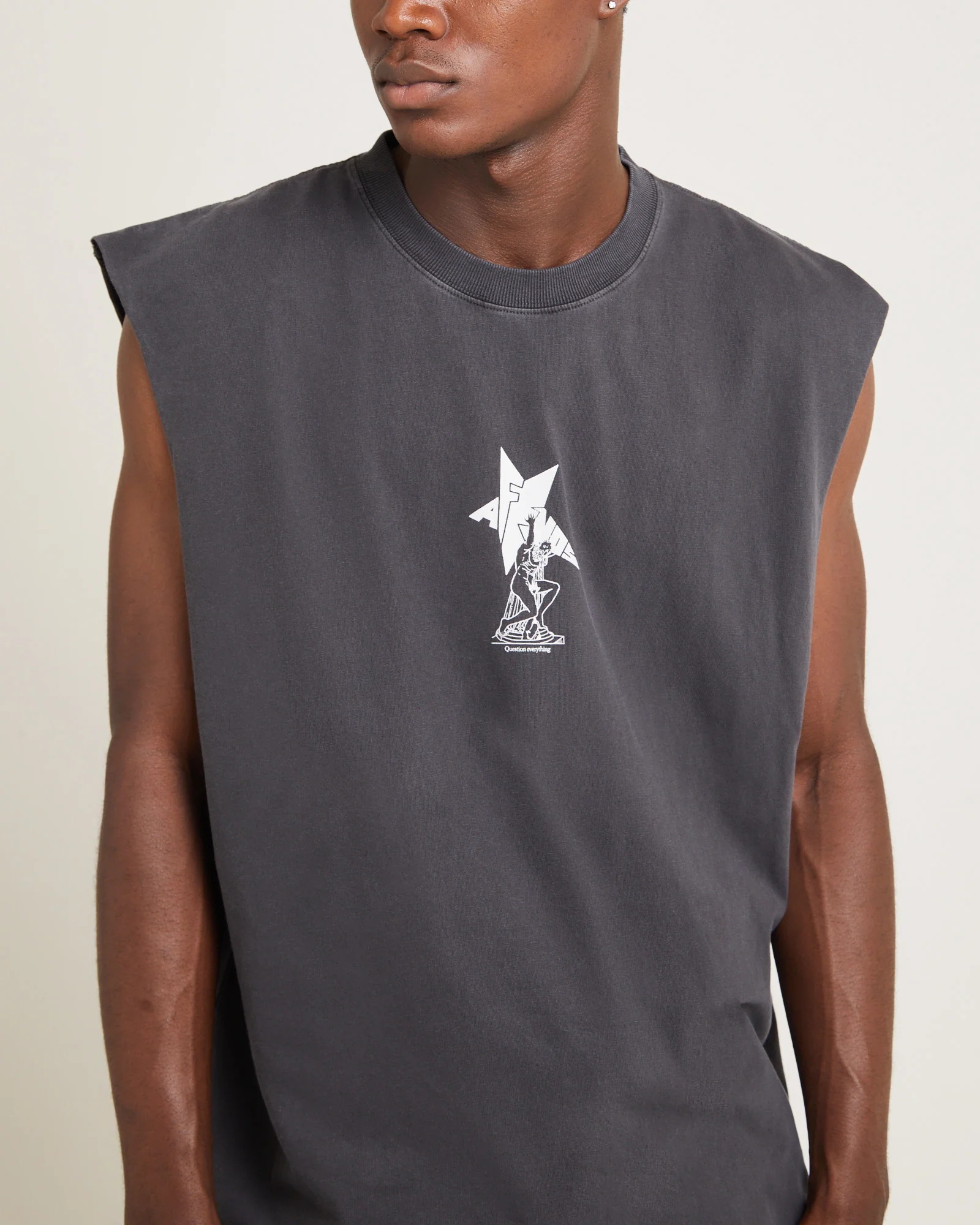 Statue Recycled Sleeveless Tee Stone Black - Image 5